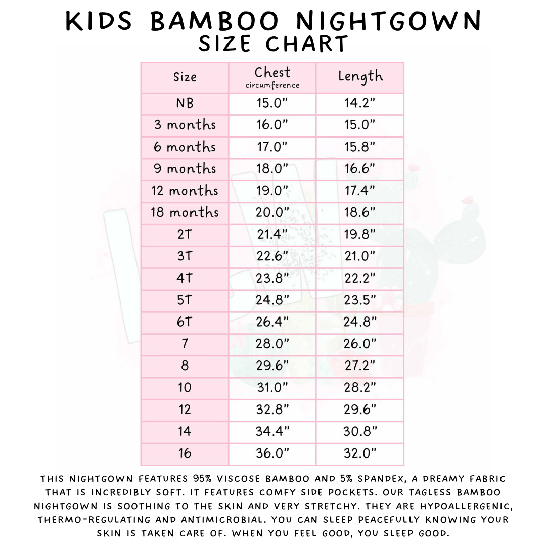 Ready to Ship - Frosty Beach Adult & Kid's Bamboo Nightgown - 4T, 8, 10, Adult M