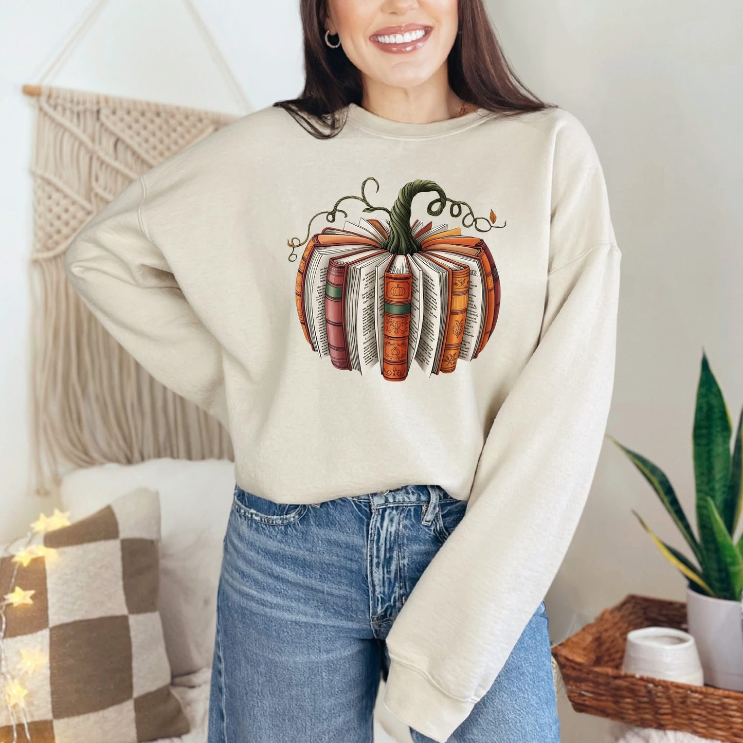 Fall Book Pumpkin Graphic Sweater