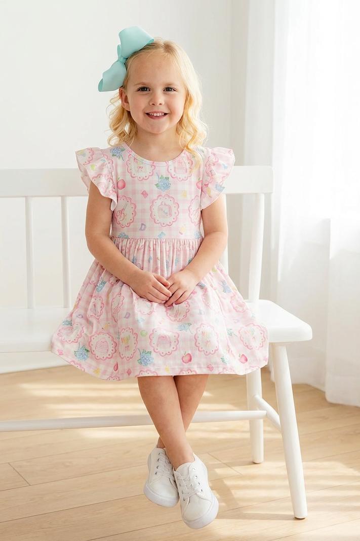 Apple of My Eye Flutter Sleeve Twirl Dress