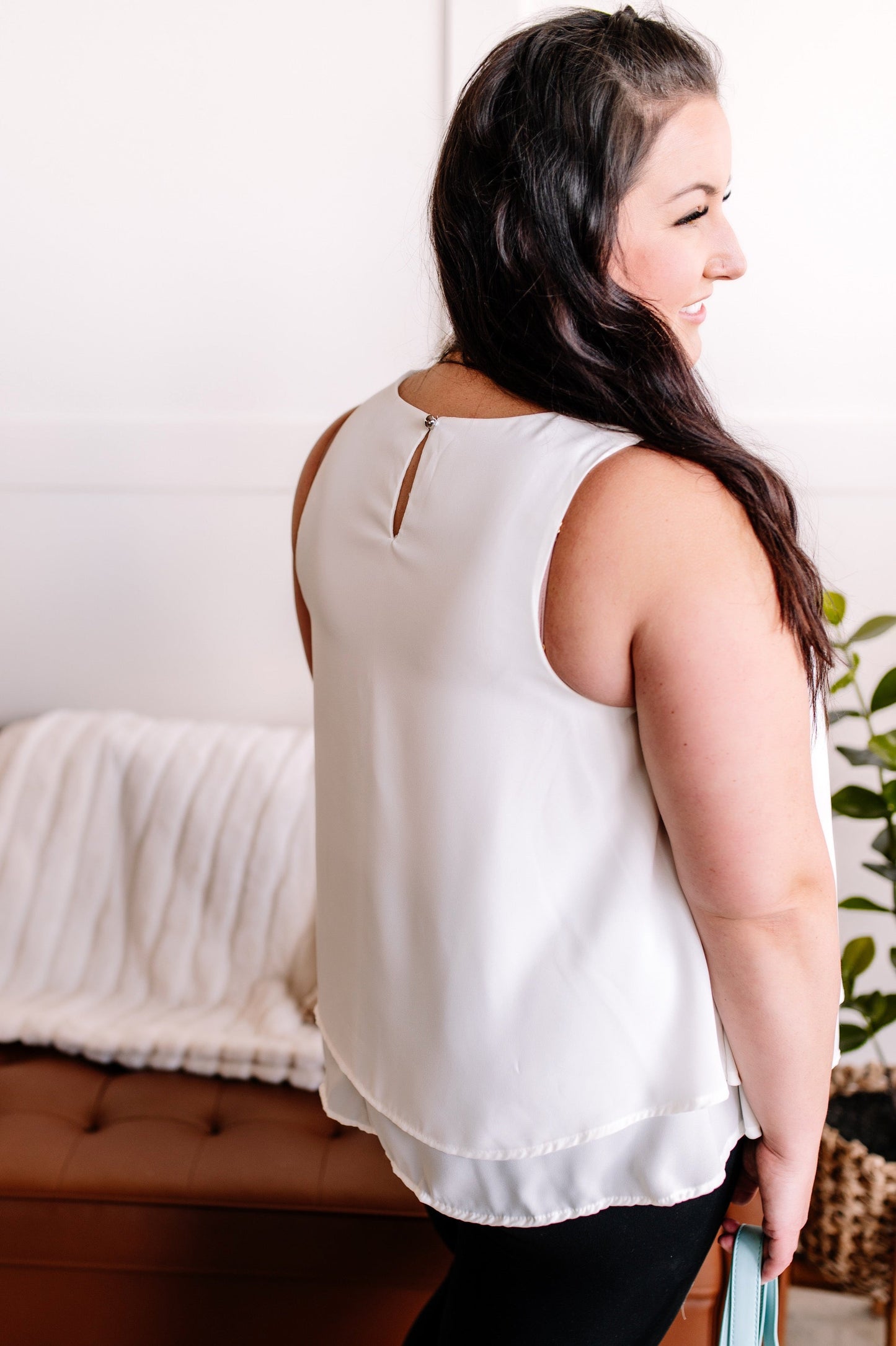Trickle Down Effect Flowy Sleeveless Blouse In Cream