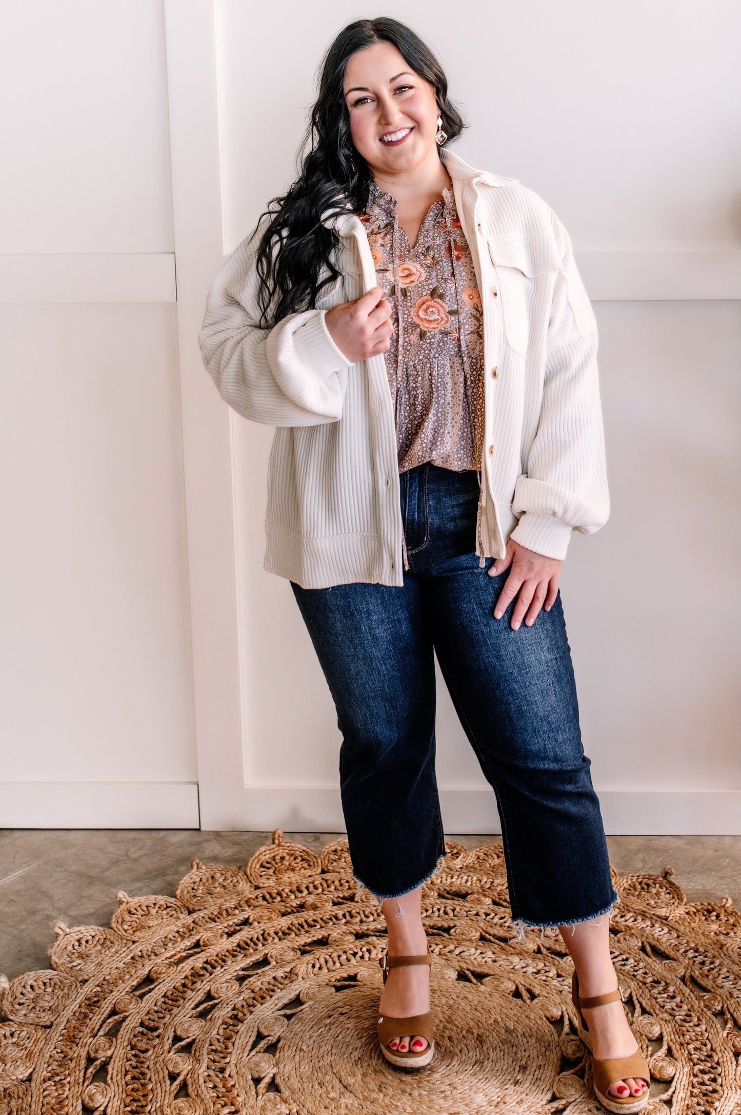 Savanna Jane Mocha Floral Embroidered Blouse