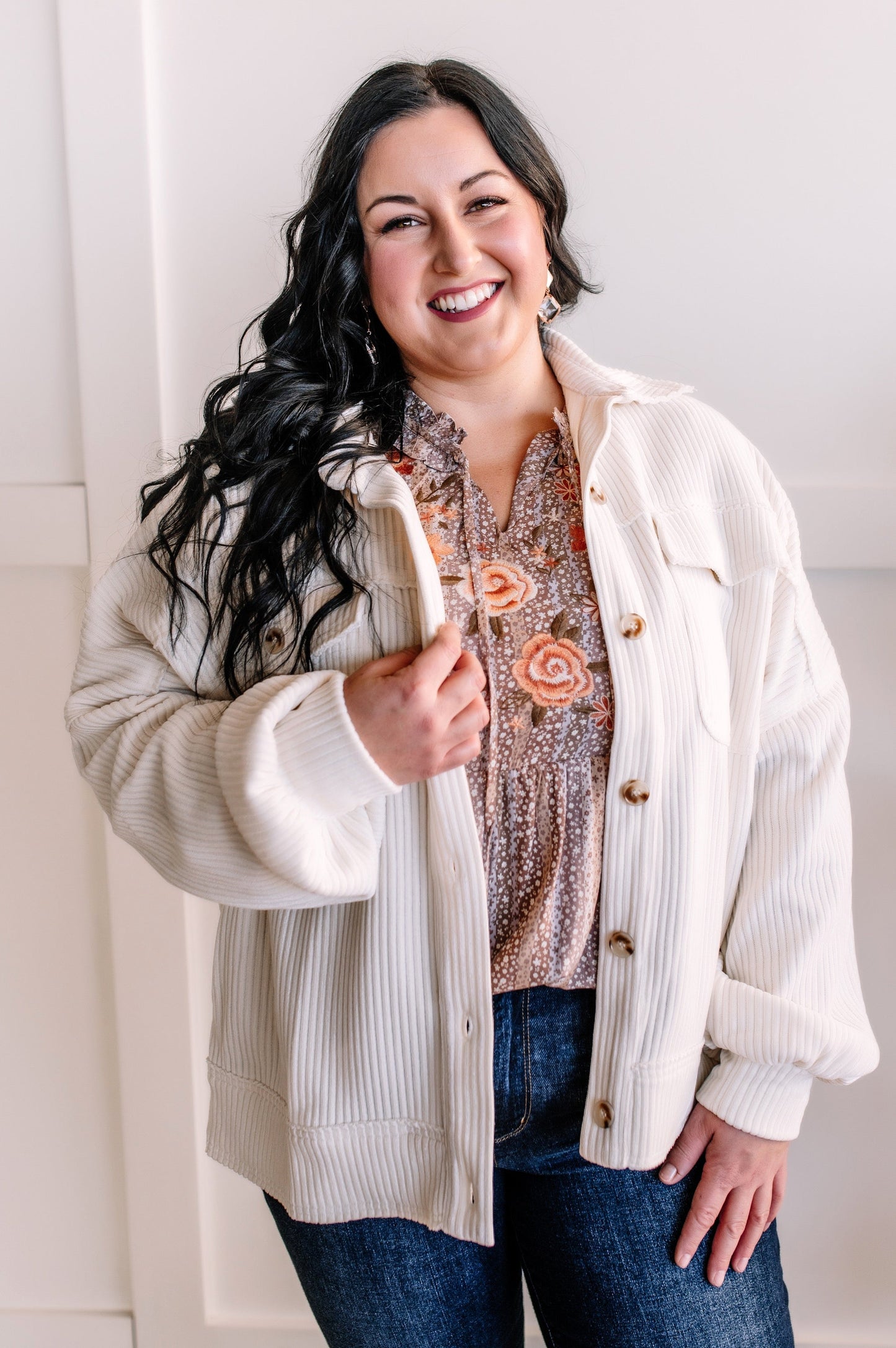 Savanna Jane Mocha Floral Embroidered Blouse