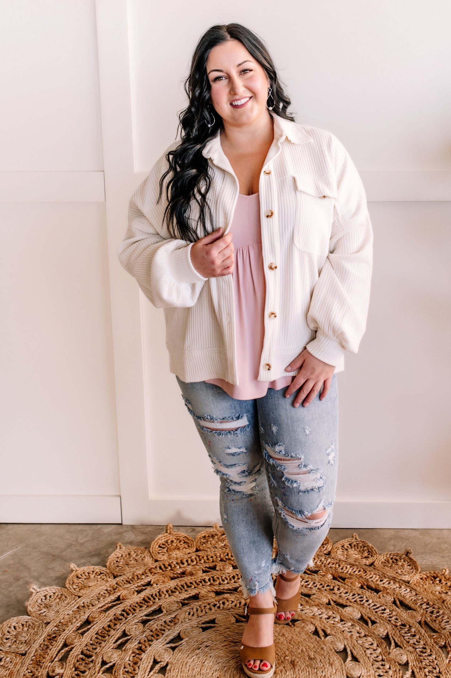 Soft Corduroy Jacket In Rich Ivory Whisper