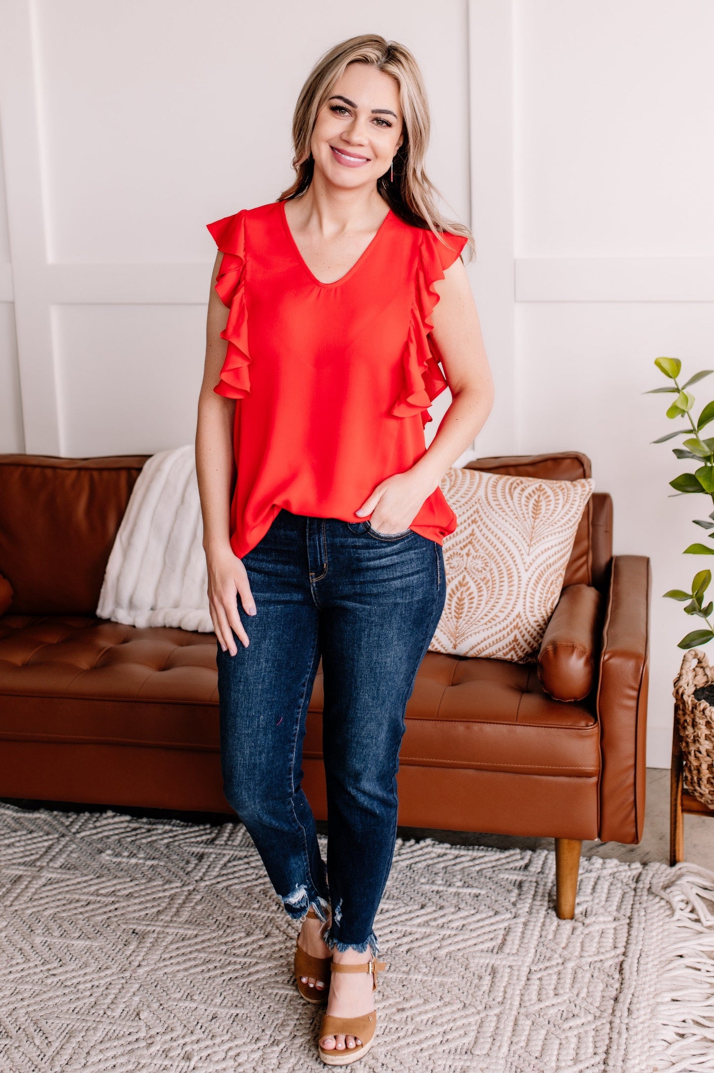 Ruffled Around The Edges In Tomato Red