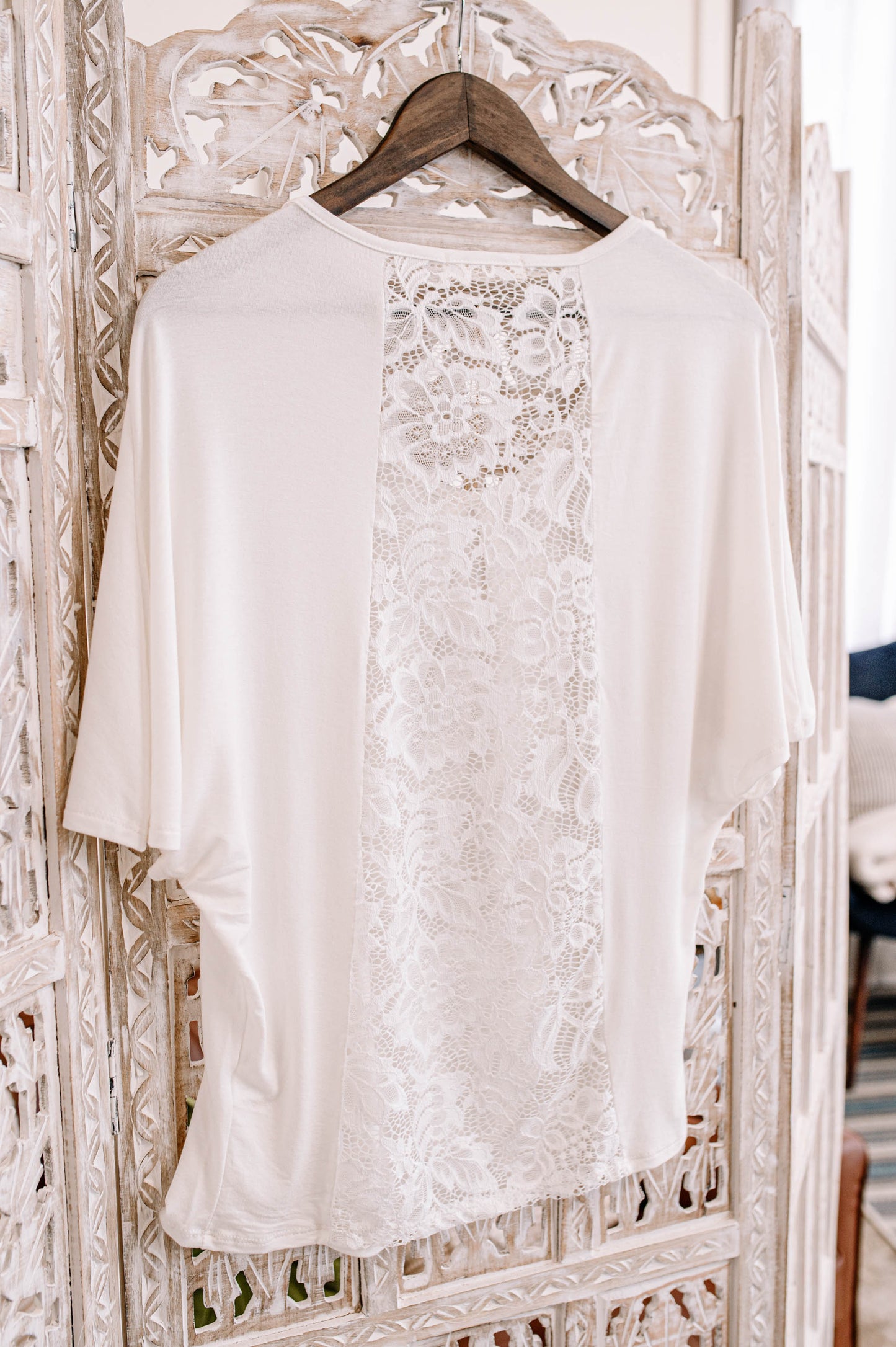 Taking It Back Lace Top In White
