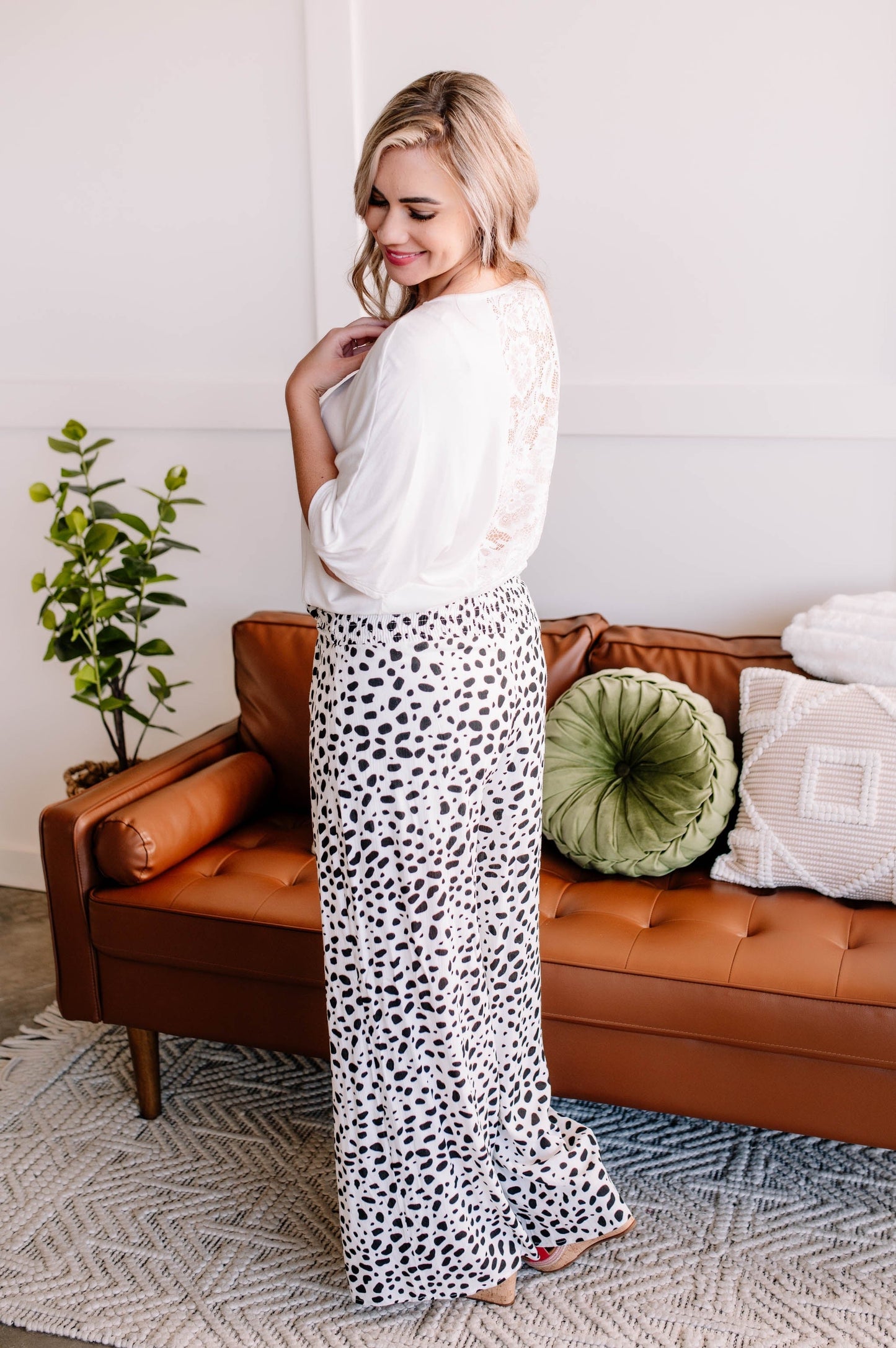 Taking It Back Lace Top In White