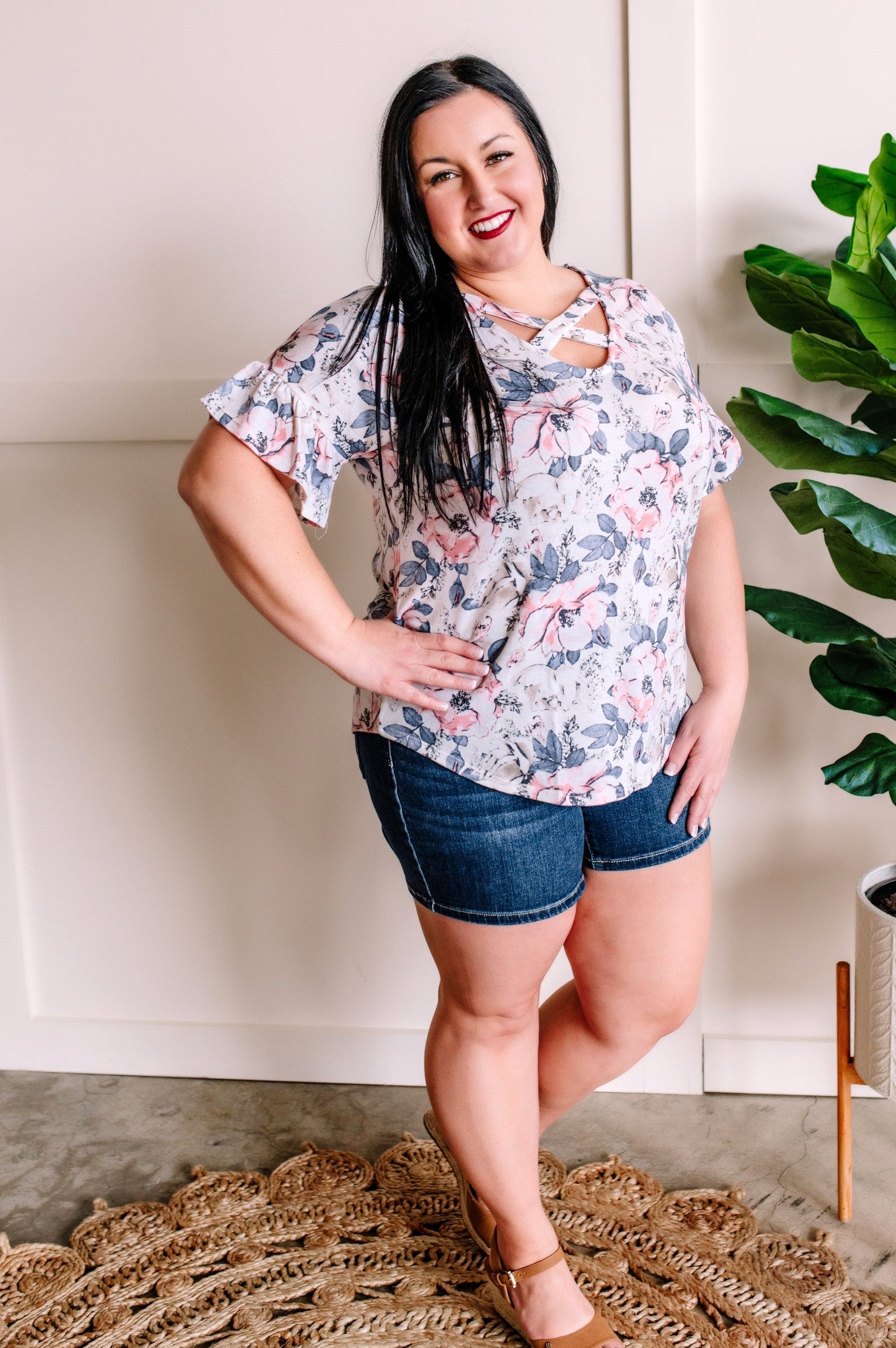Soft Pastel Florals Criss Cross Top