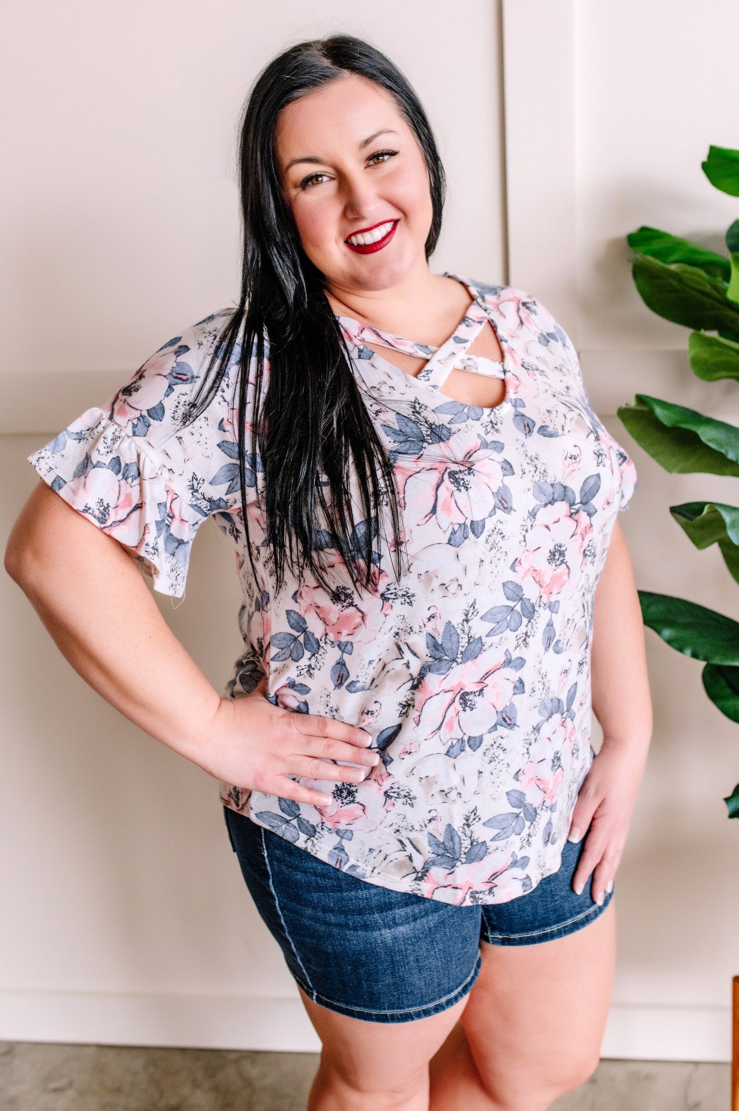 Soft Pastel Florals Criss Cross Top