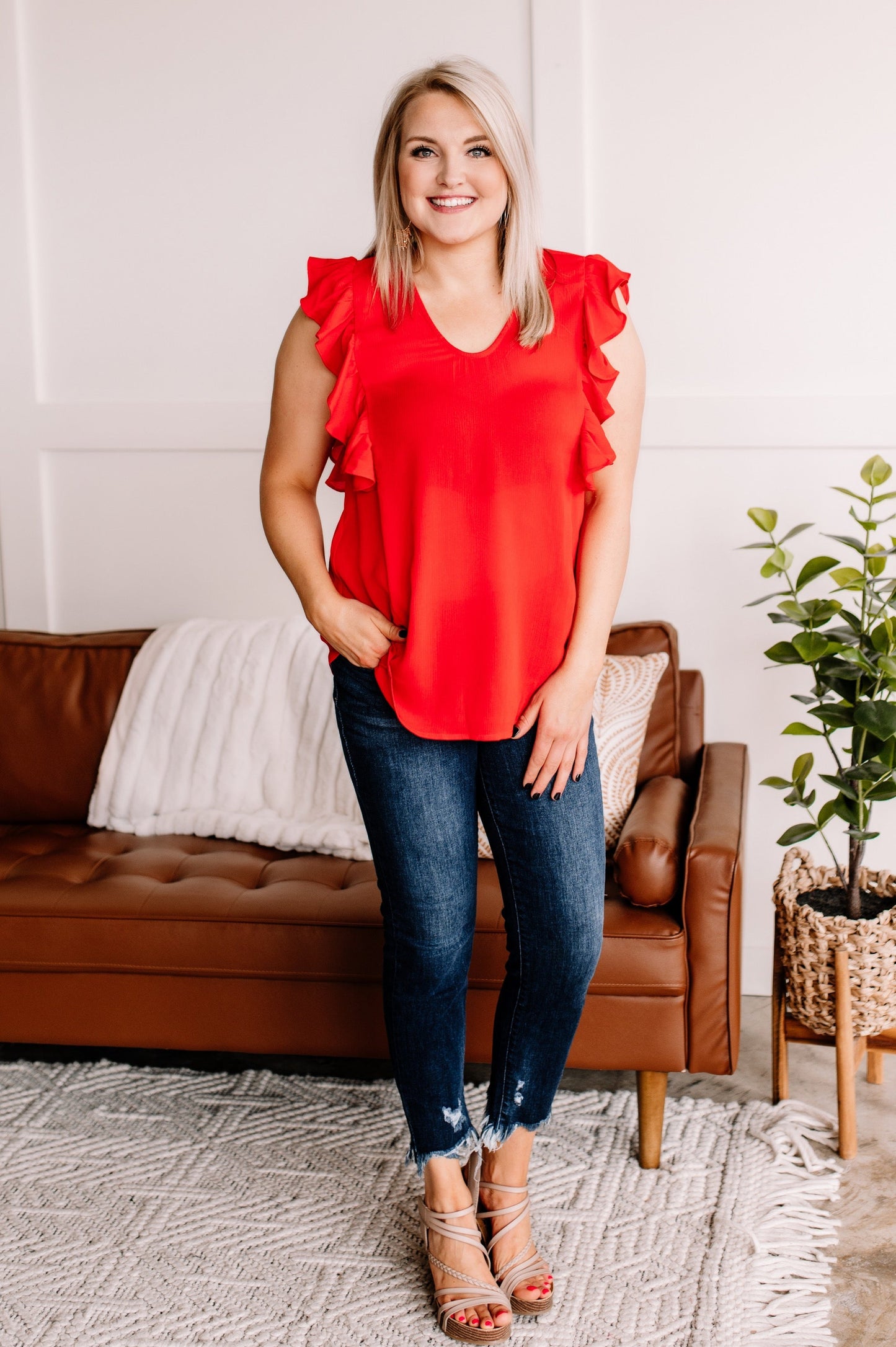 Ruffled Around The Edges In Tomato Red