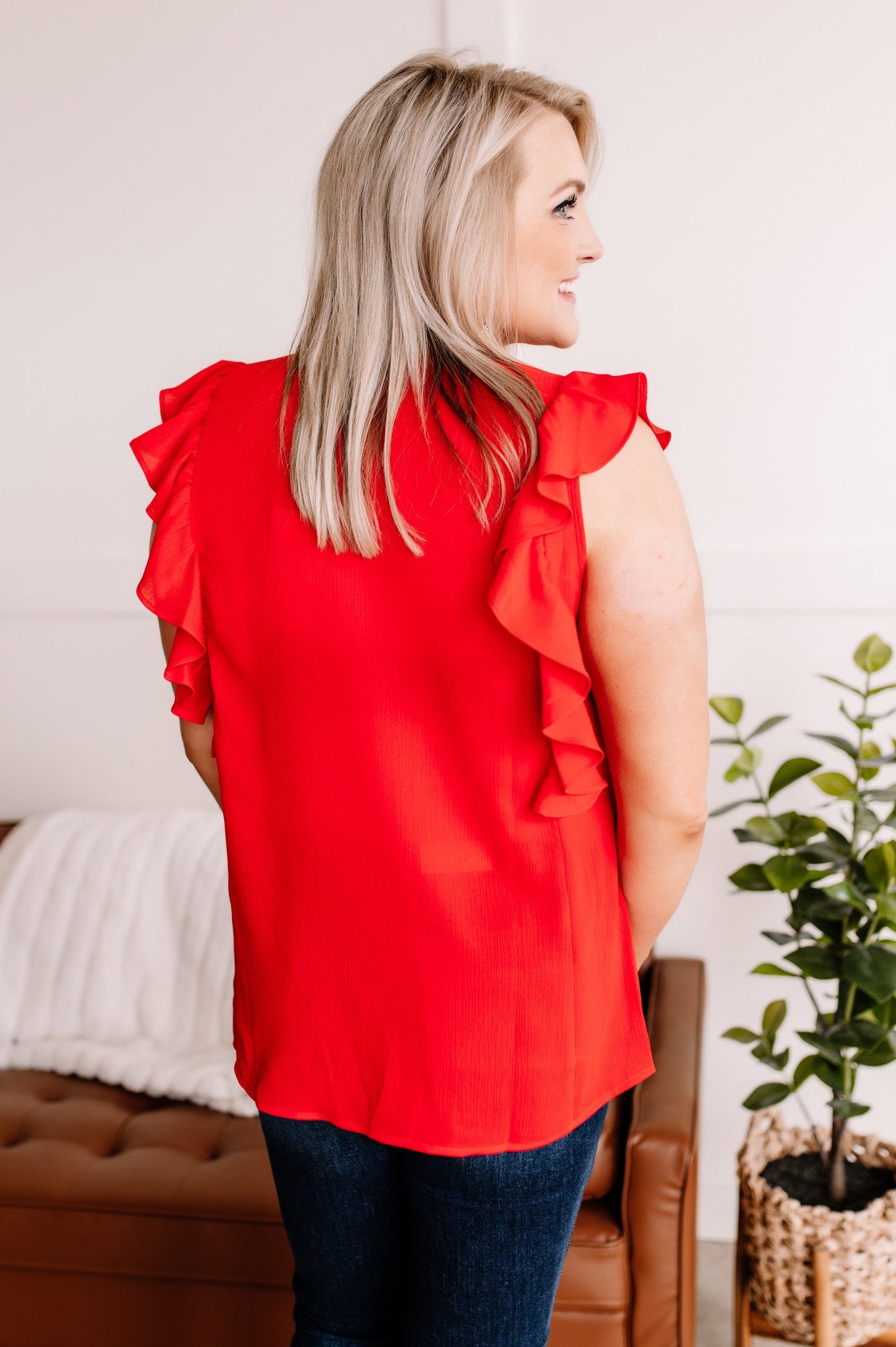 Ruffled Around The Edges In Tomato Red