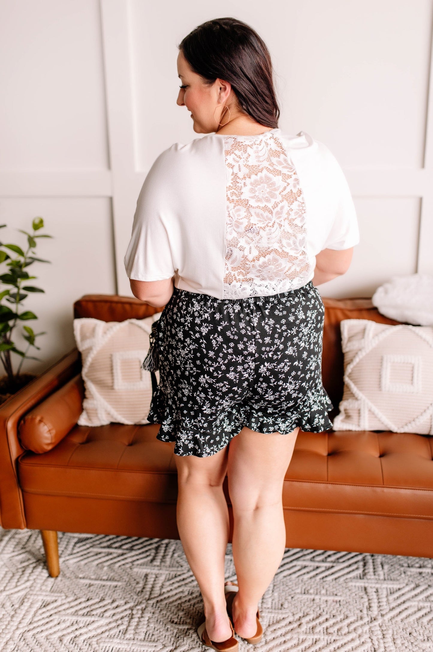Taking It Back Lace Top In White