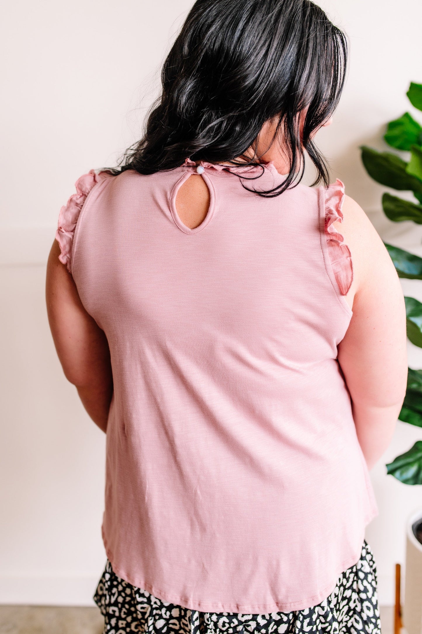 Pretty in Pink Ruffle Trim Sleeveless Top