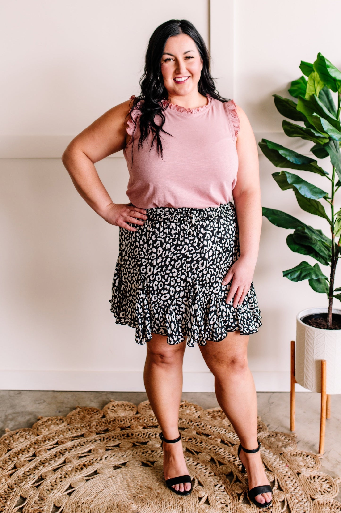Pretty in Pink Ruffle Trim Sleeveless Top
