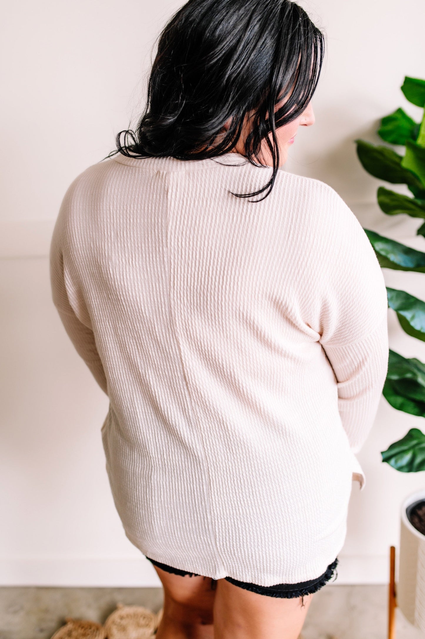 Quilted Drawstring Top In Soft Natural Ivory