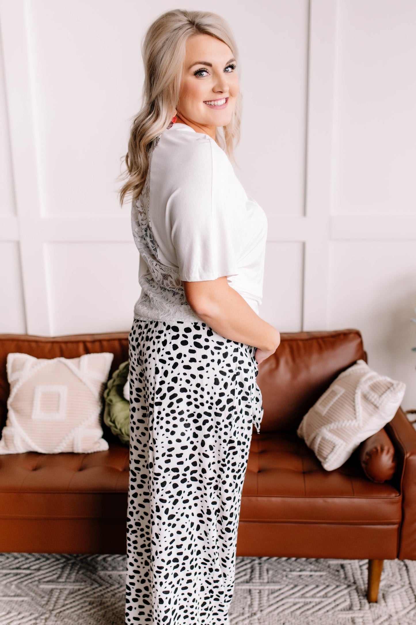 Taking It Back Lace Top In White
