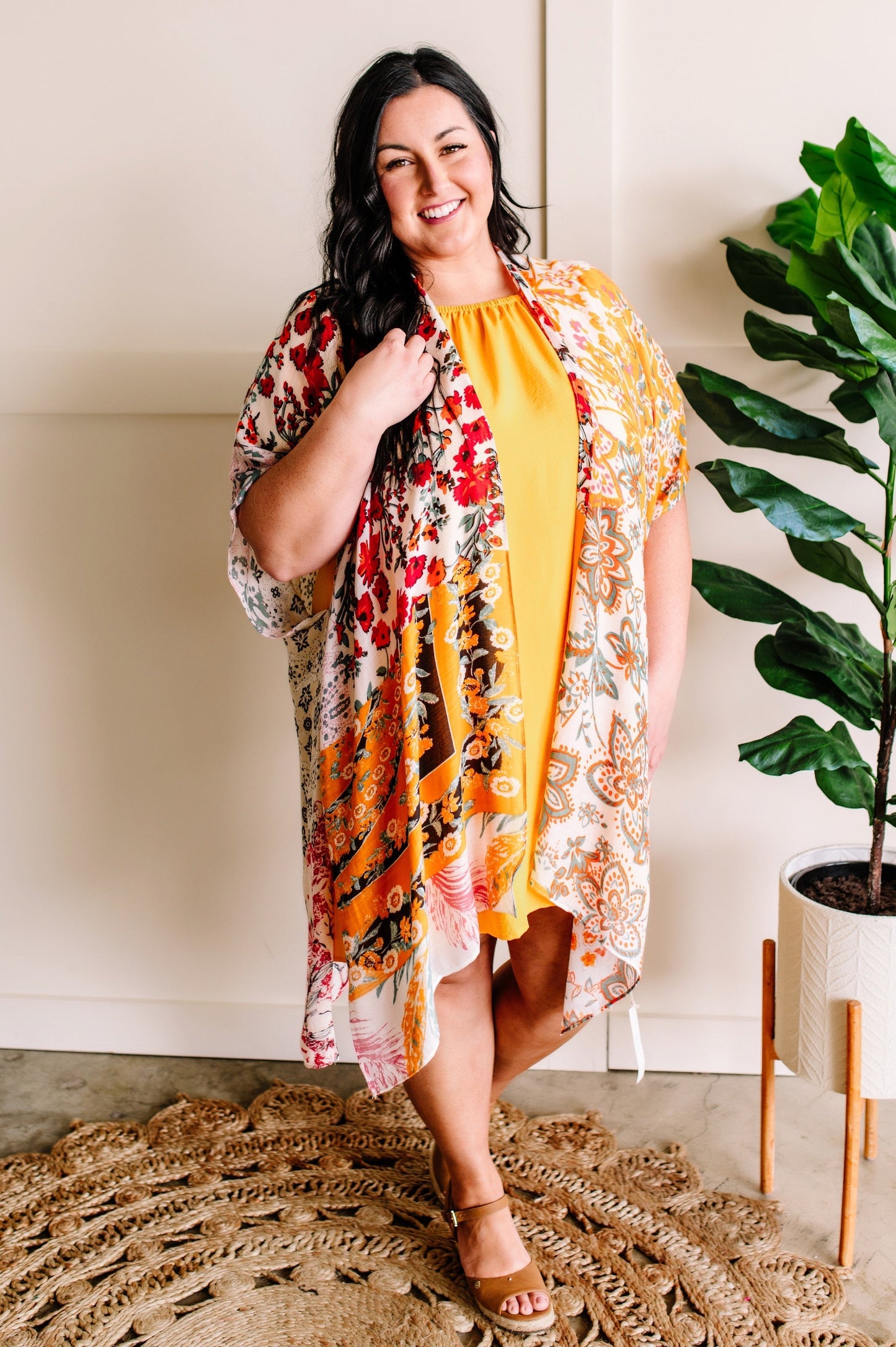 Sunshine Yellow Balloon Sleeve Lined Dress