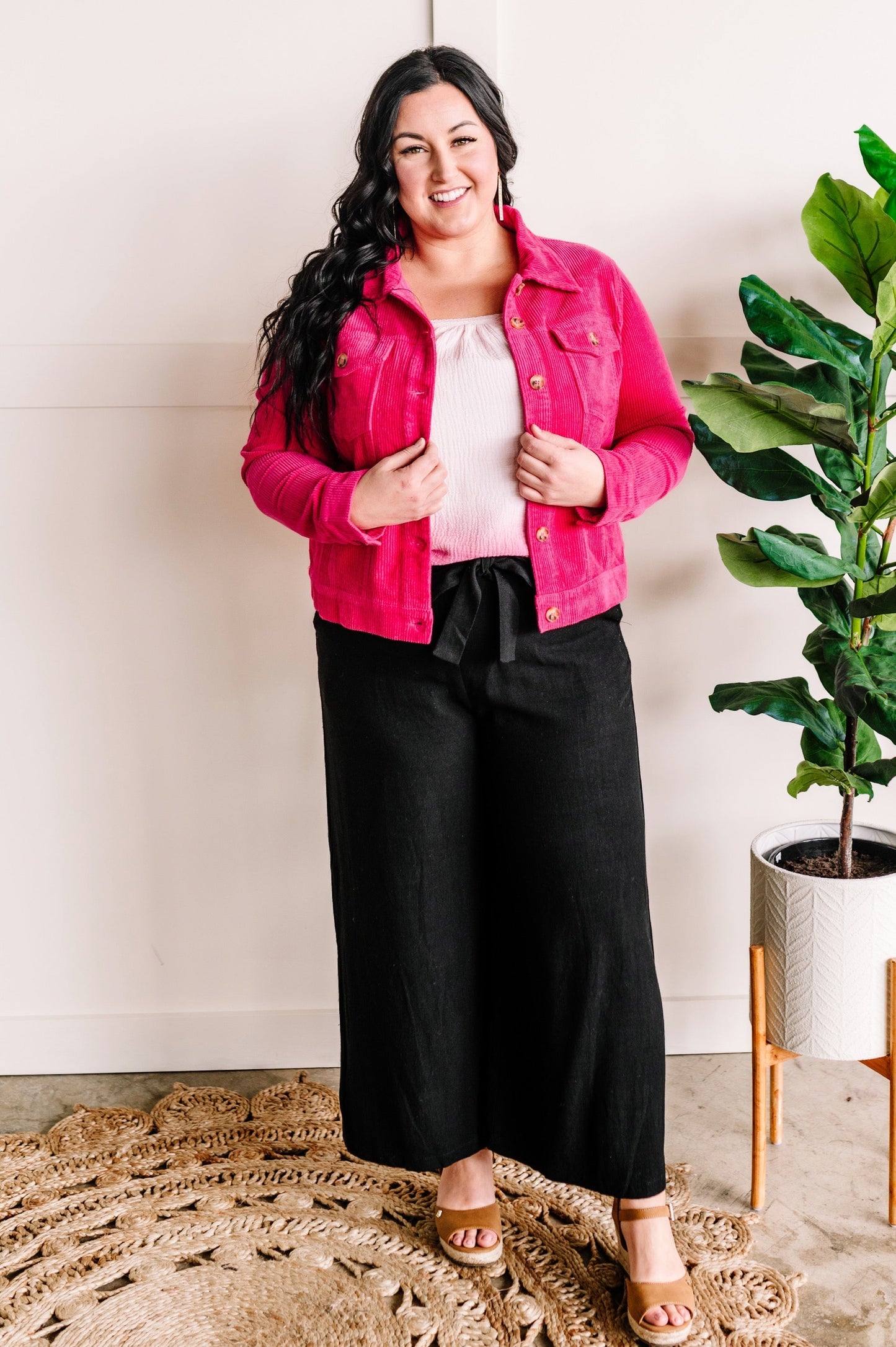 Rock My World Corduroy Jacket In Bright Pink
