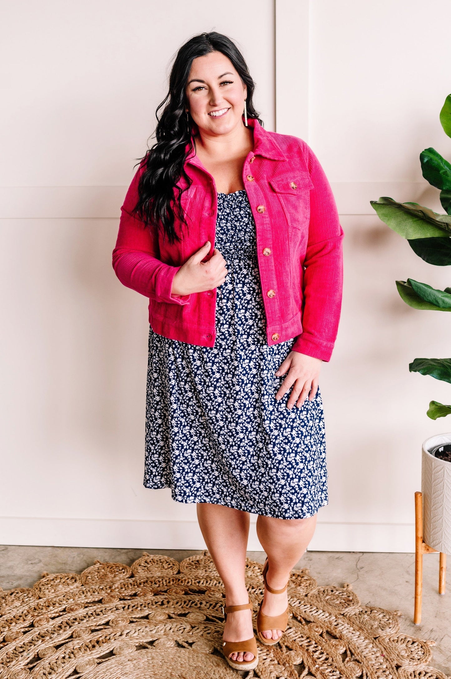 Rock My World Corduroy Jacket In Bright Pink