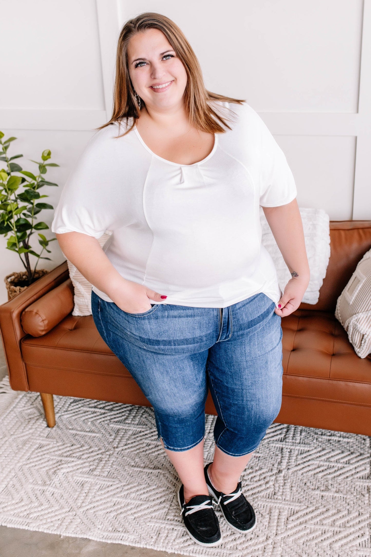 Taking It Back Lace Top In White