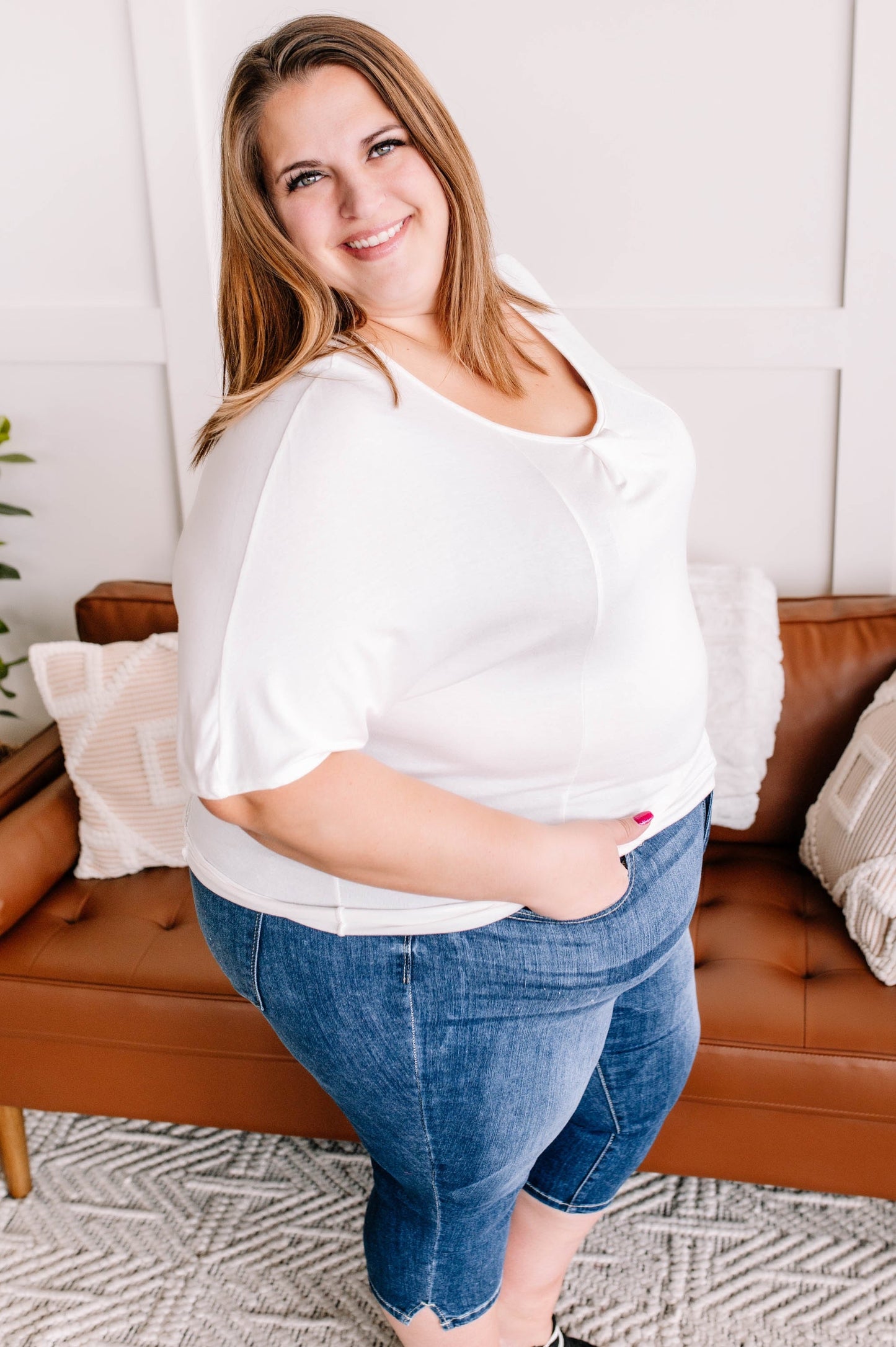 Taking It Back Lace Top In White