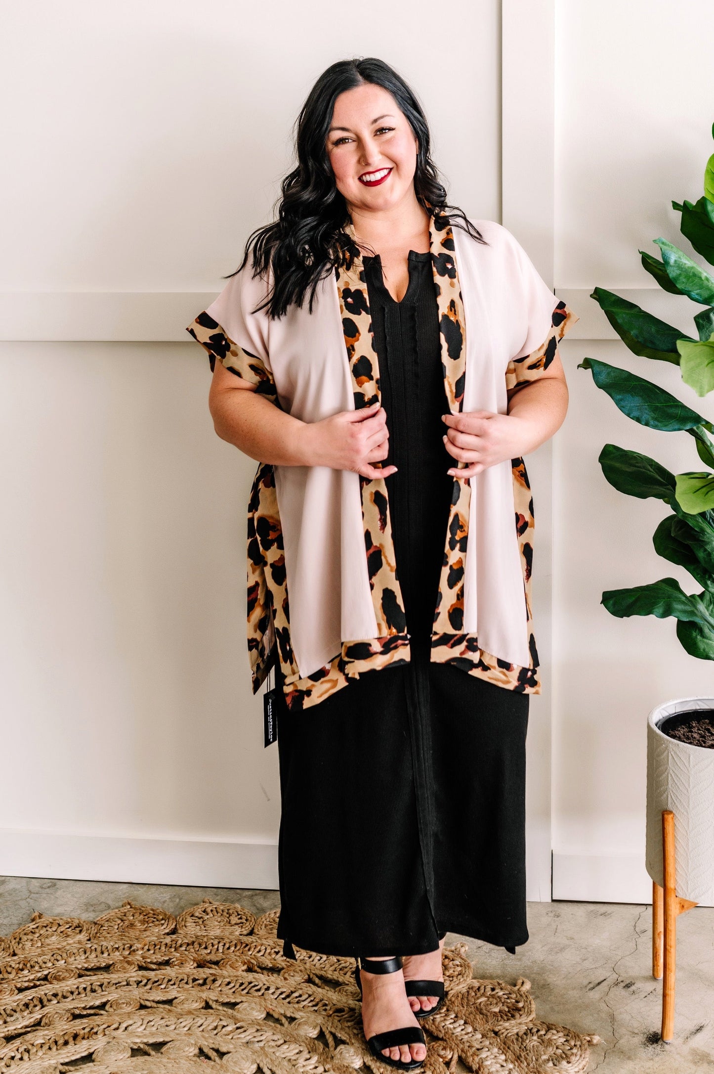 Textured Knit Side Slit Maxi Dress in Black