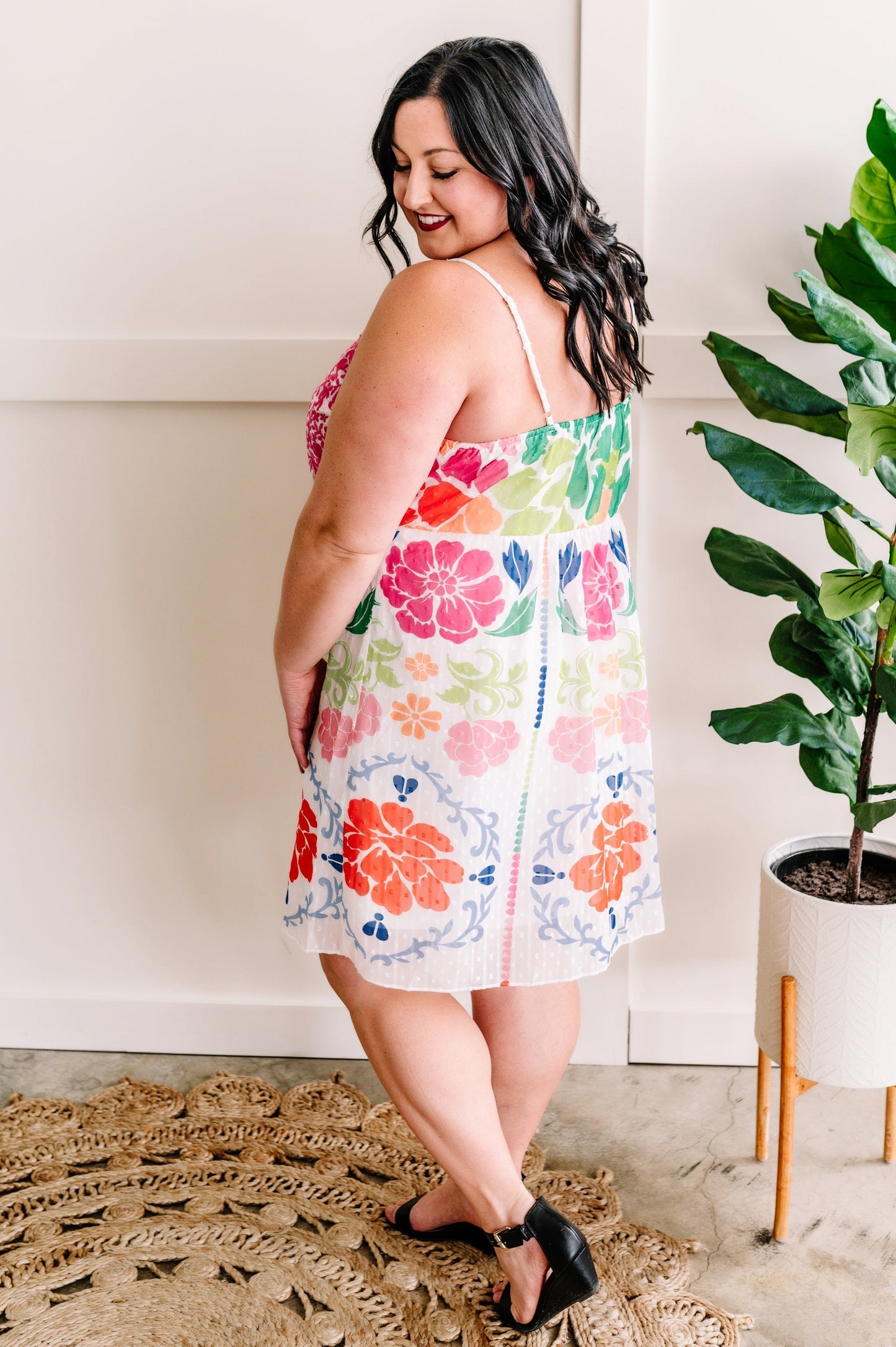 Savanna Jane Embroidered Lined Dress In Bright Summer Days