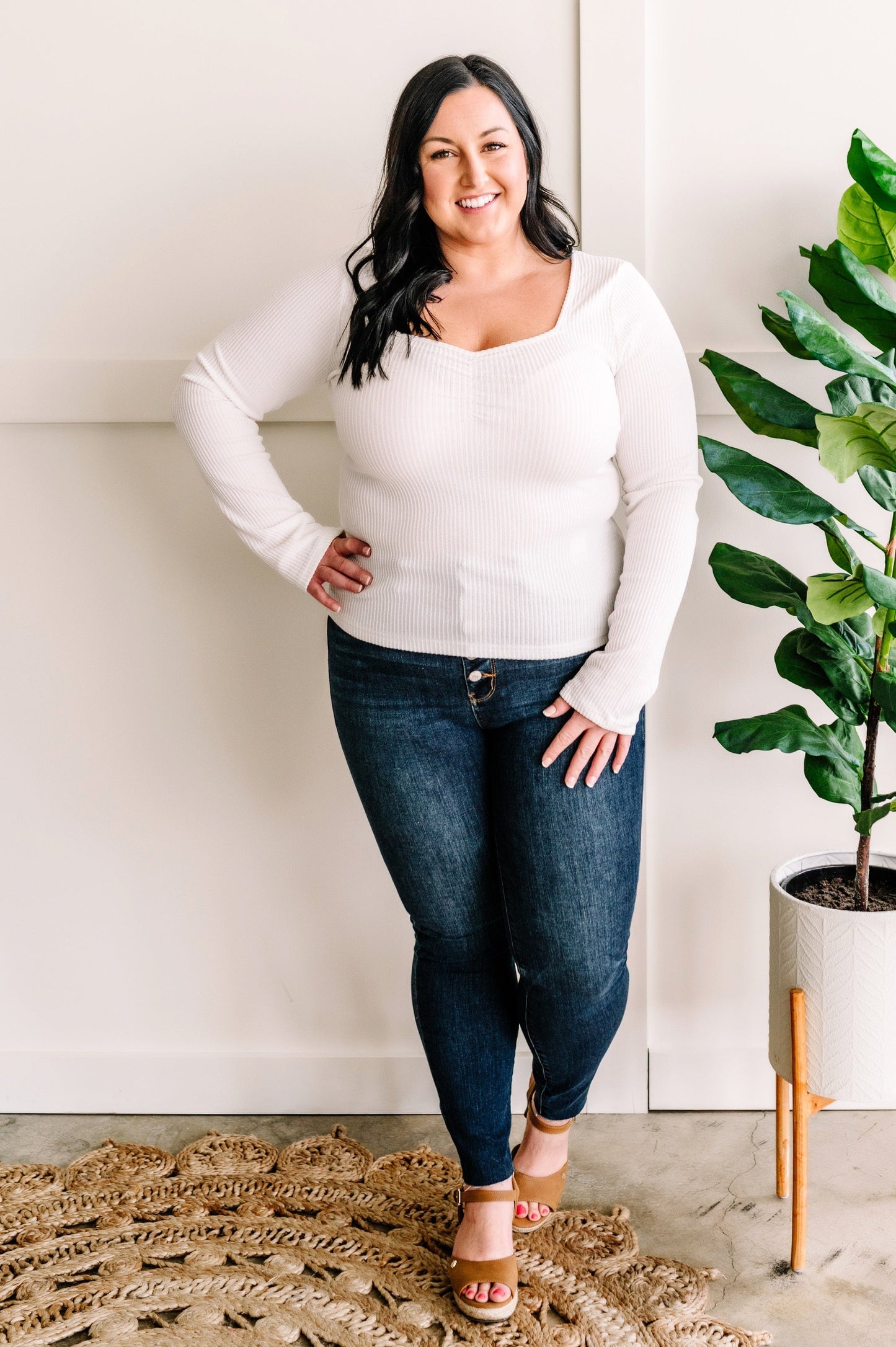 The Perfect Ruched Front Top In True White