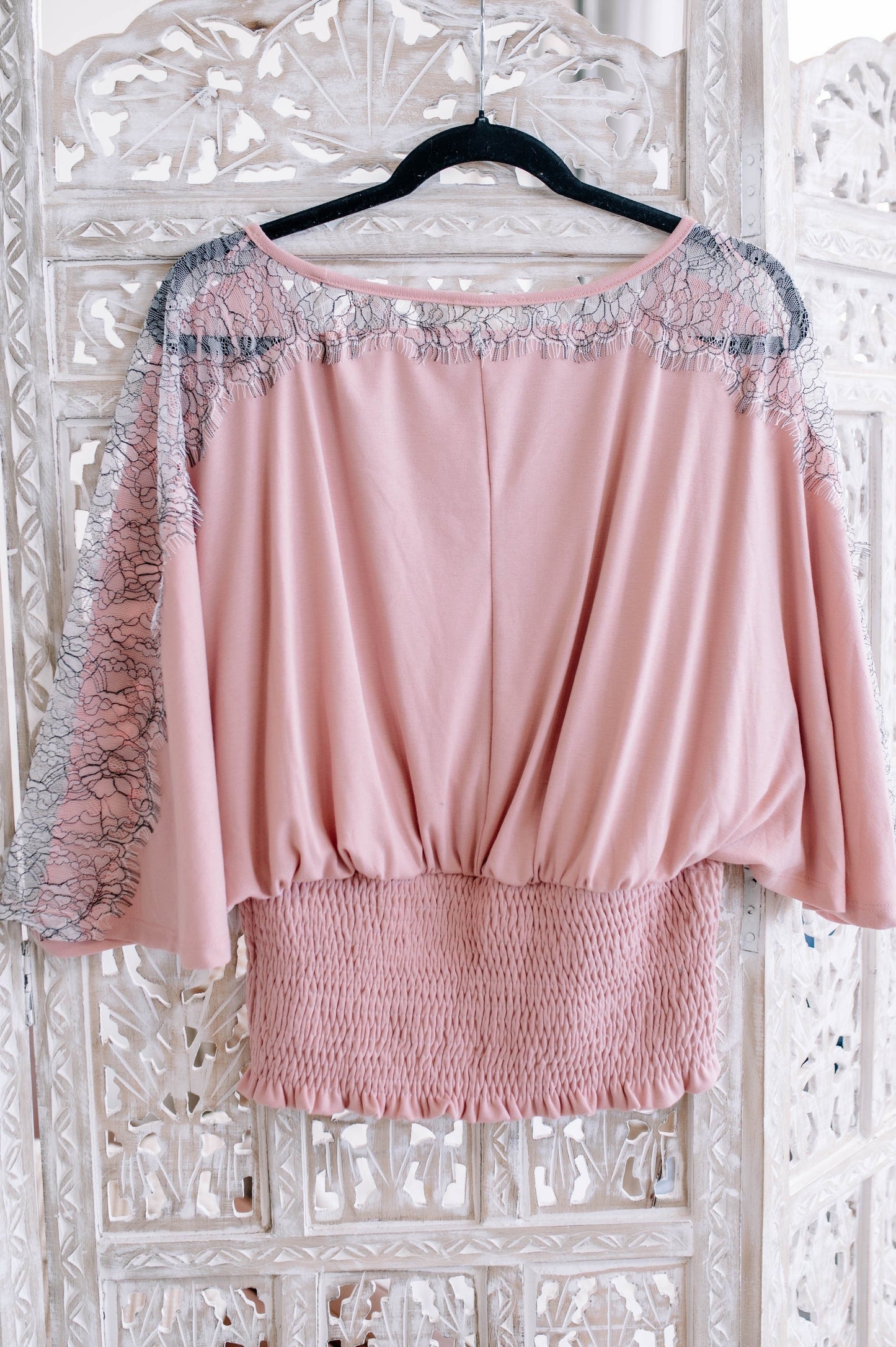 Pink Lace Dolman Top