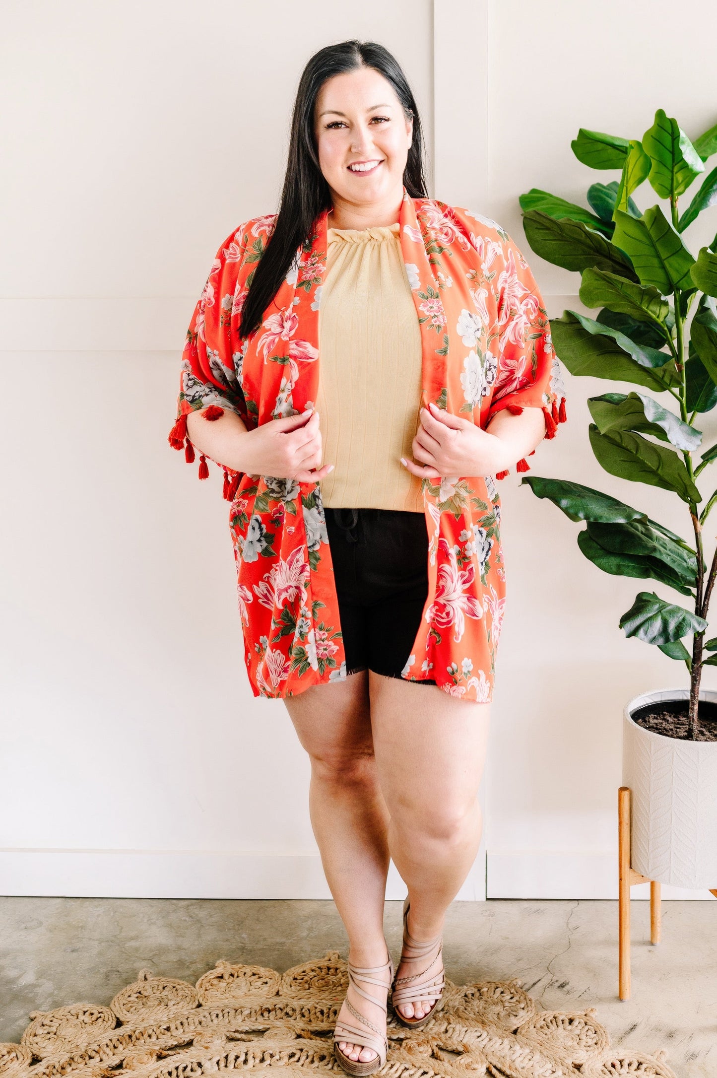 Ruffle Collared Top In Soft Moroccan Sunrise