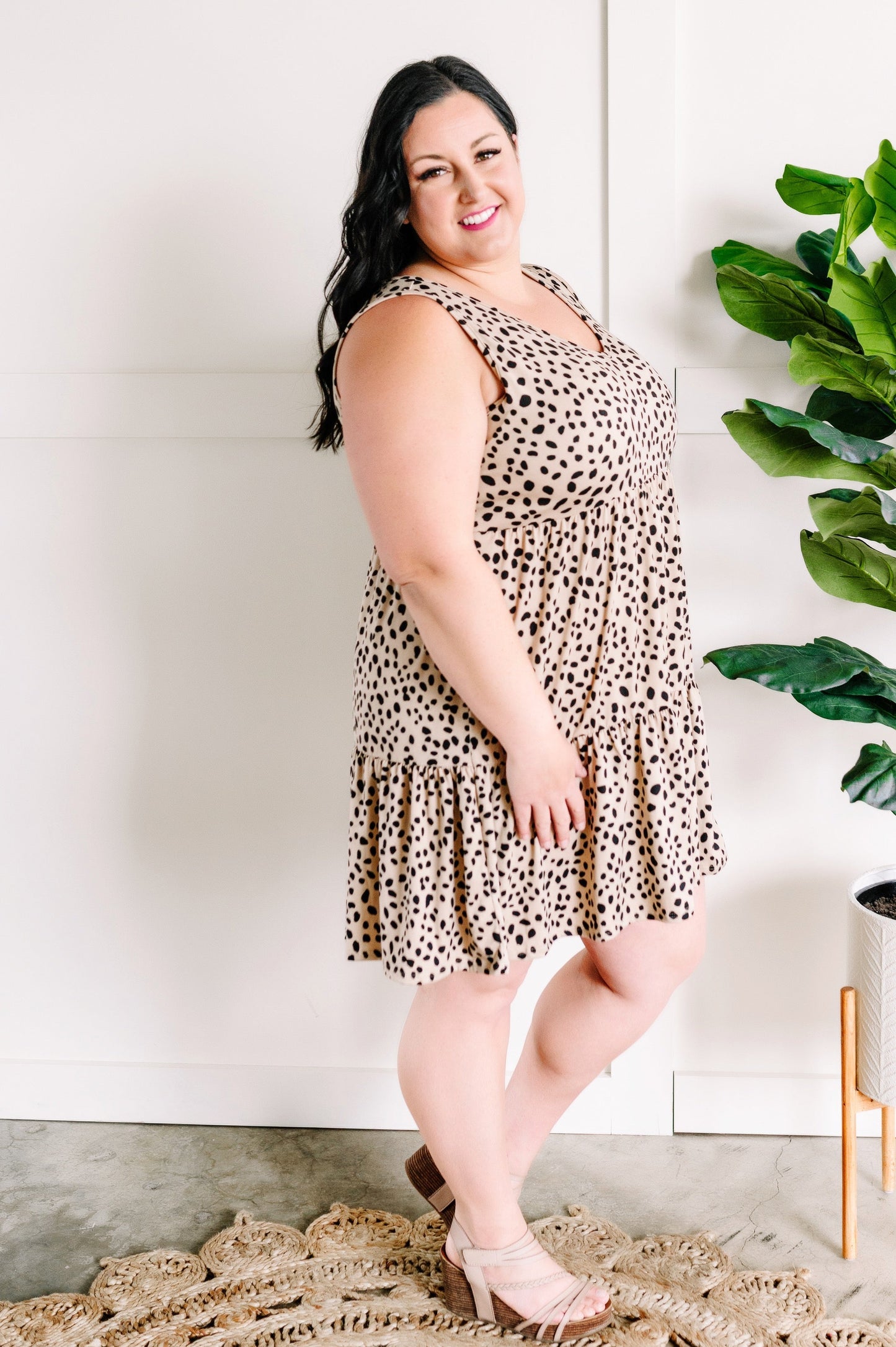 Tiered Sleeveless Dress In Leopard