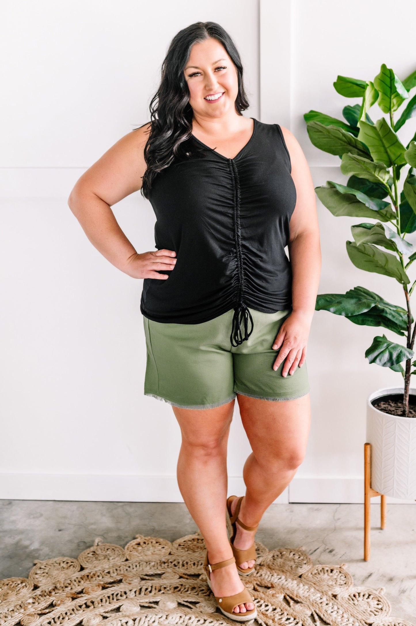 Together At Last Ruched Front Top In Black