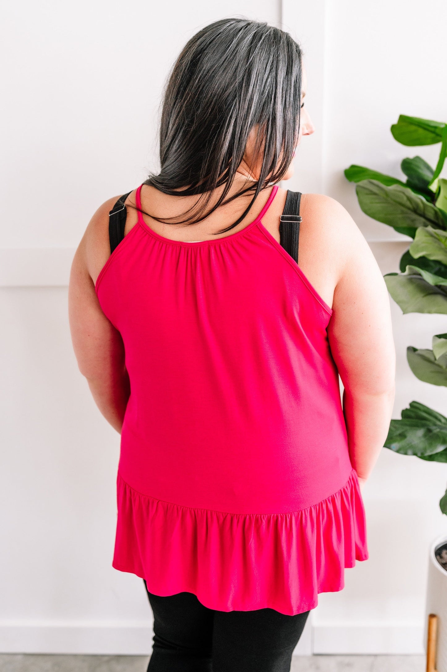 Sleeveless Ruffle Hem Top In Fruit Punch