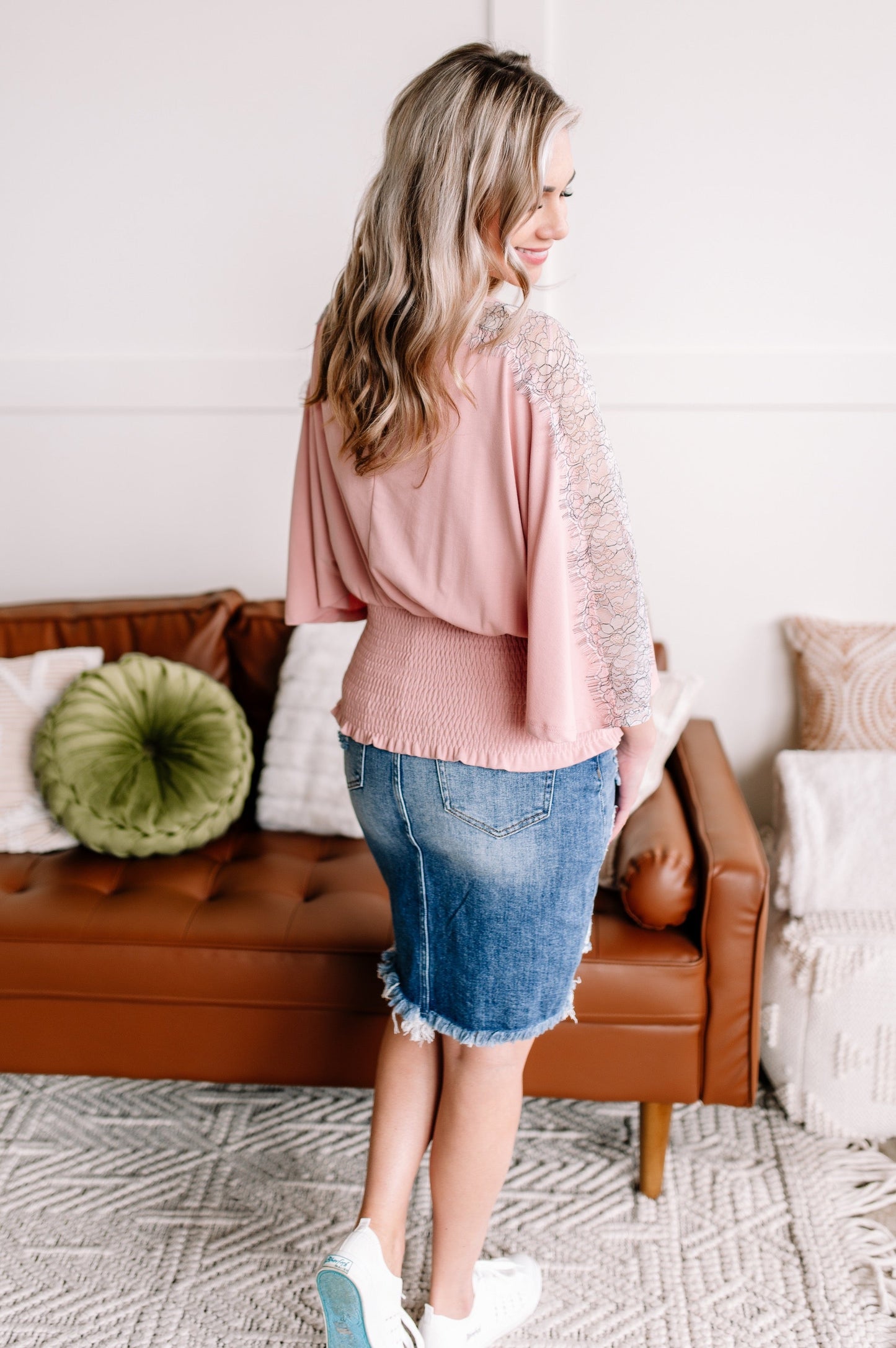 Pink Lace Dolman Top