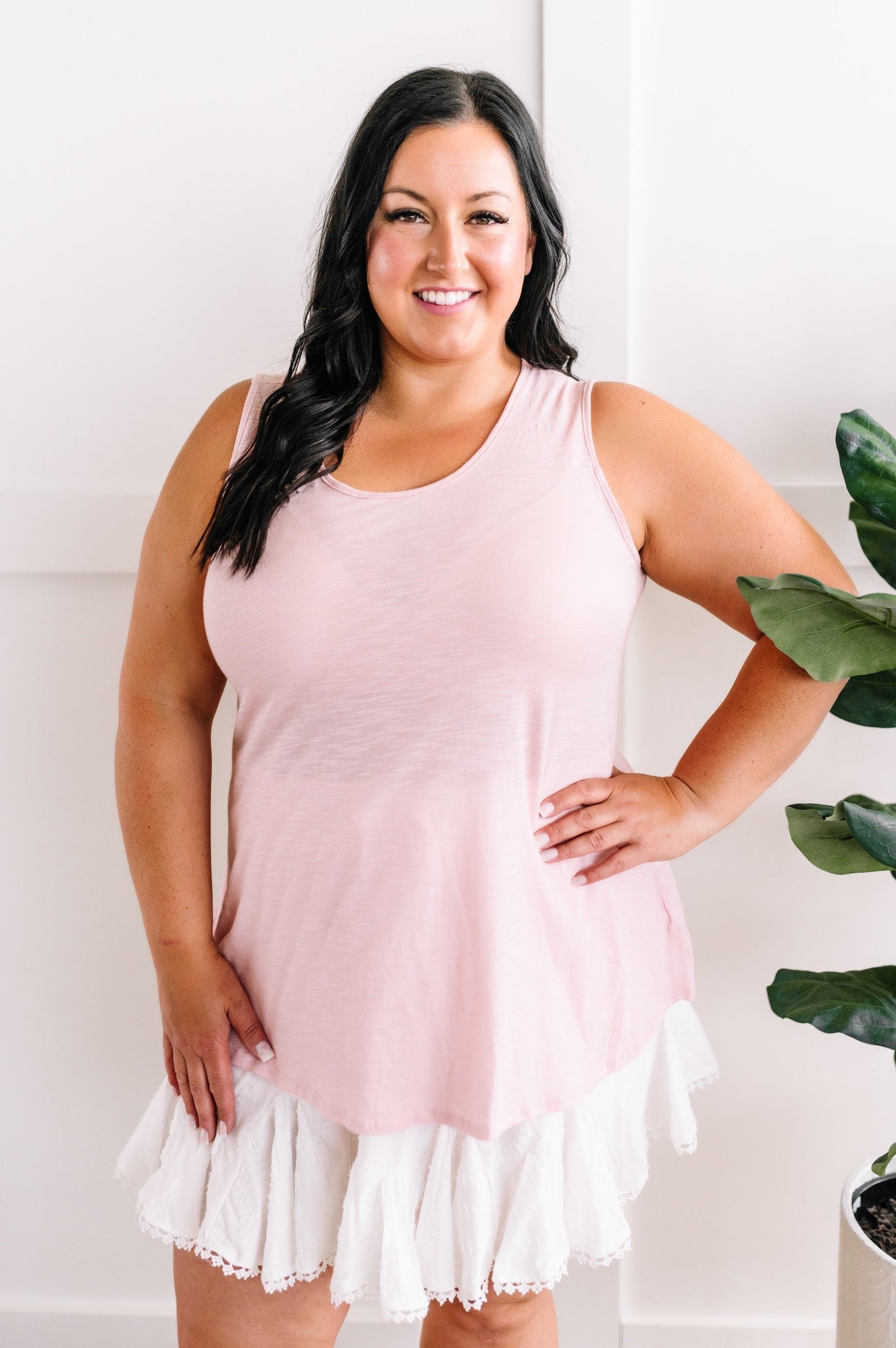 Sleeveless Top In Rose Quartz With Back Detail
