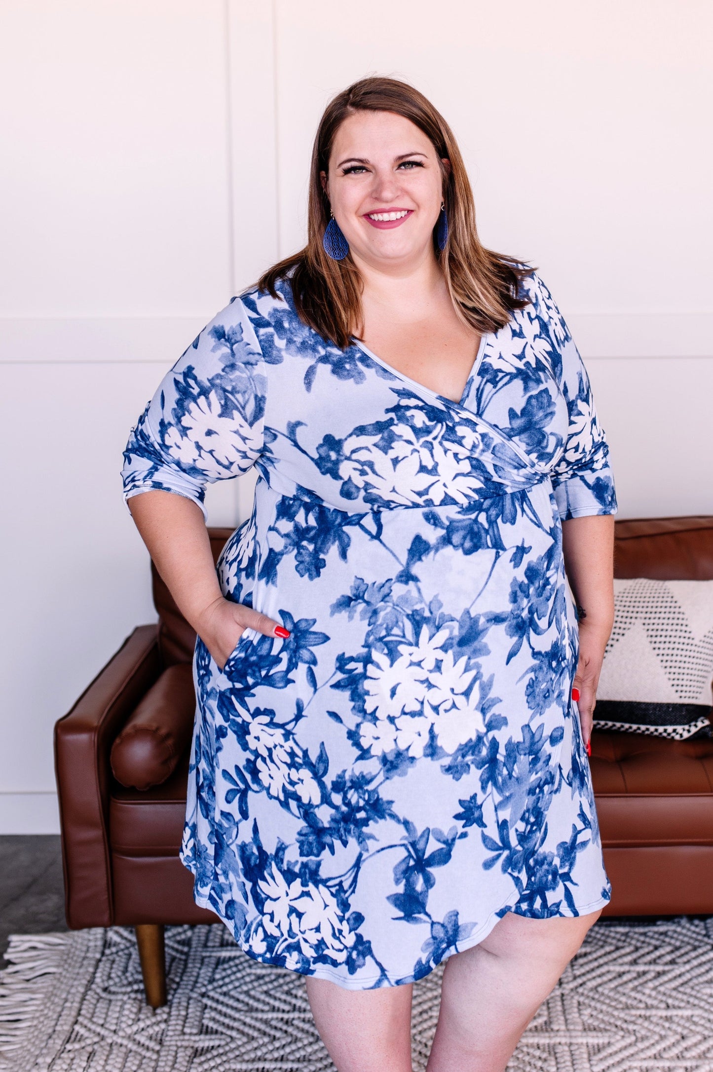 Wrap Me Up Blue Floral Dress