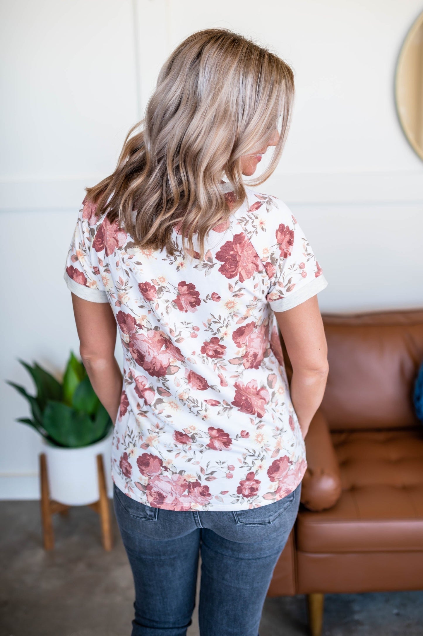 Rose Garden V Neck Detail Top