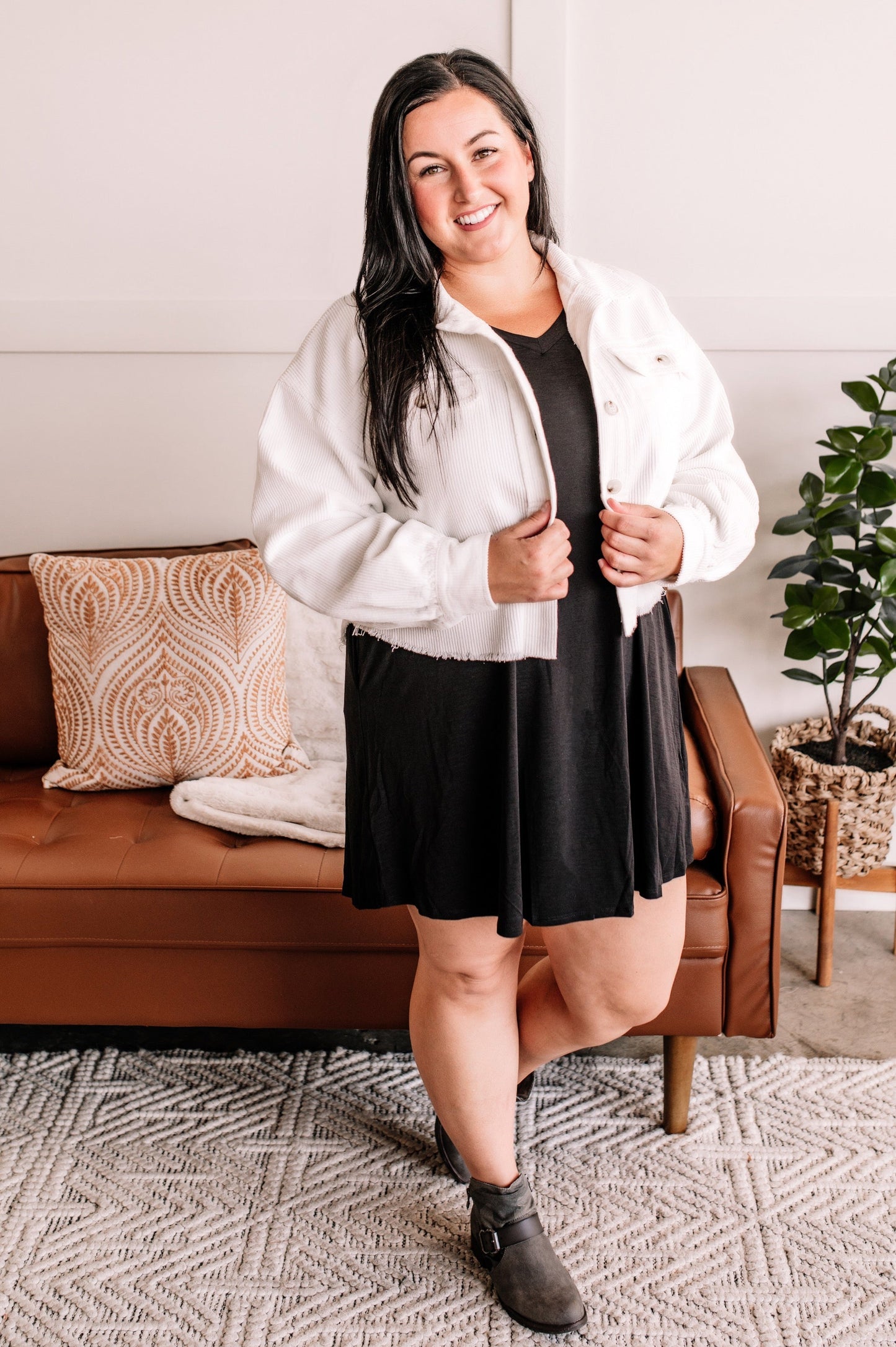 The Dress Down Swing Dress In Rich Black