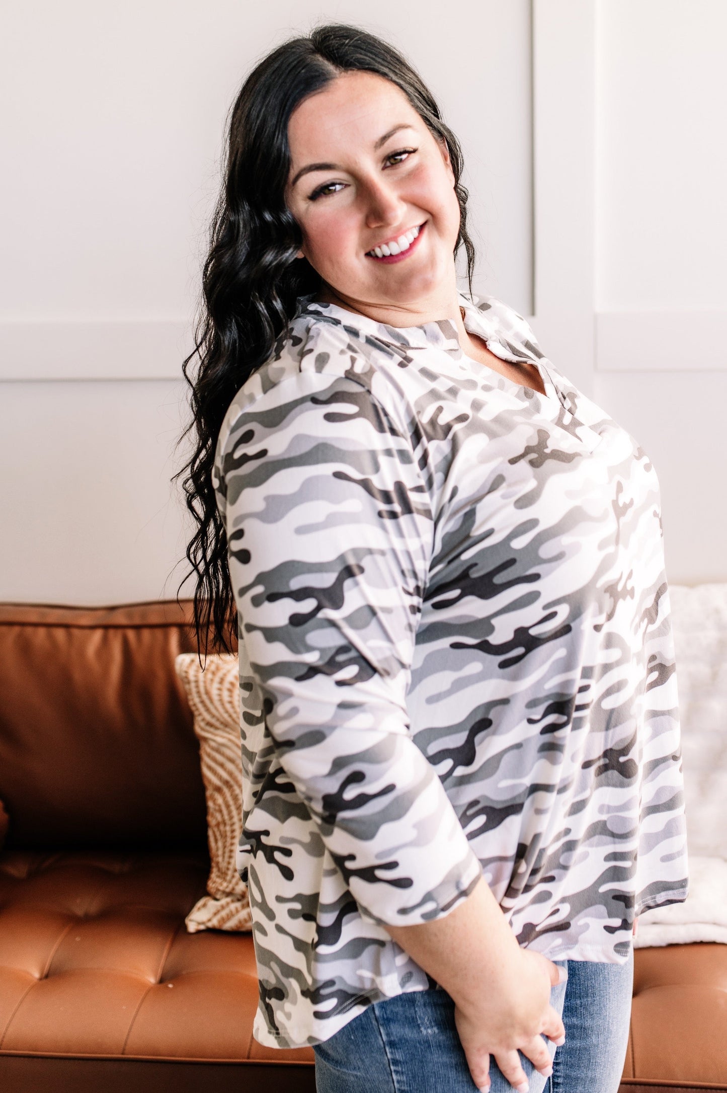 What The Check Gabby Top In Camo