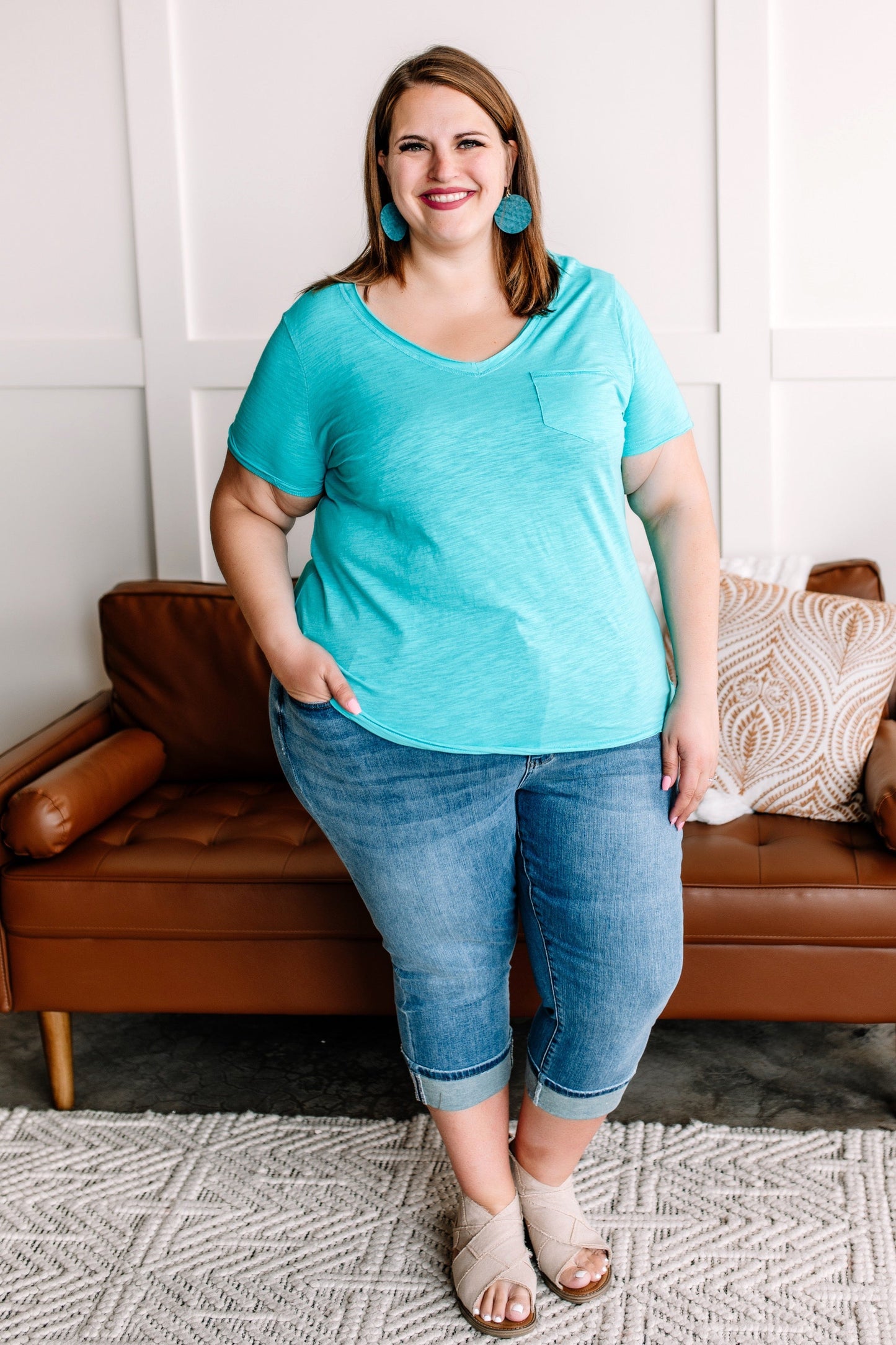 Raw Around The Edges Top in Aqua