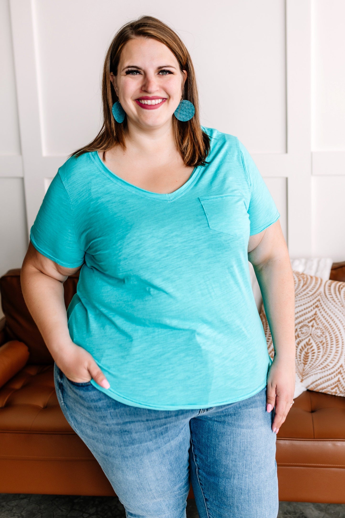 Raw Around The Edges Top in Aqua