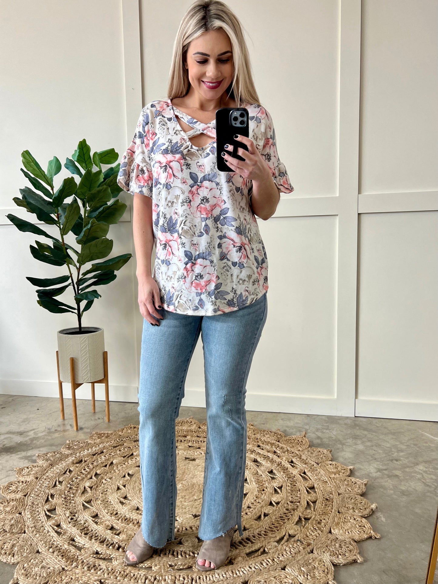 Soft Pastel Florals Criss Cross Top