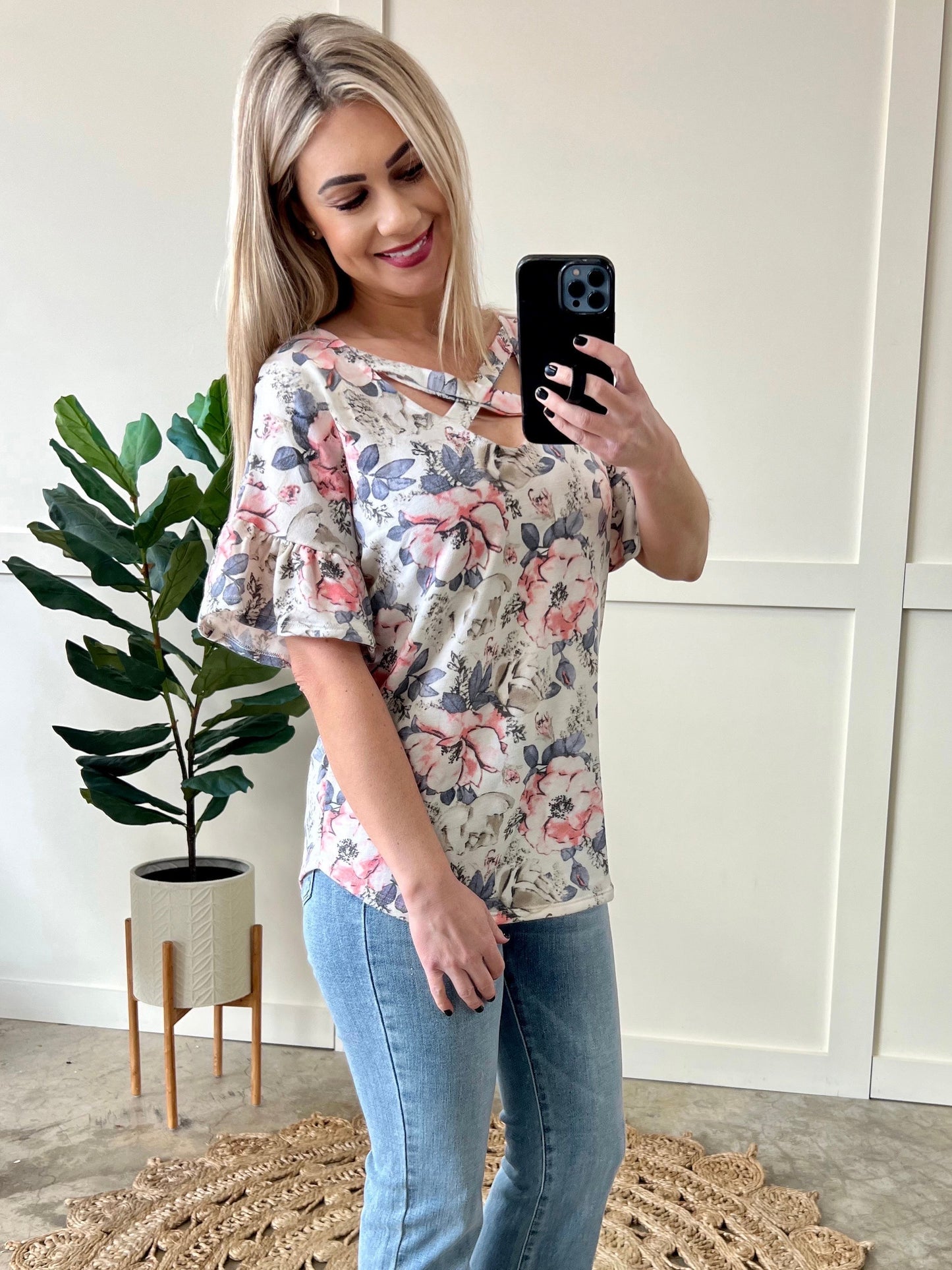 Soft Pastel Florals Criss Cross Top