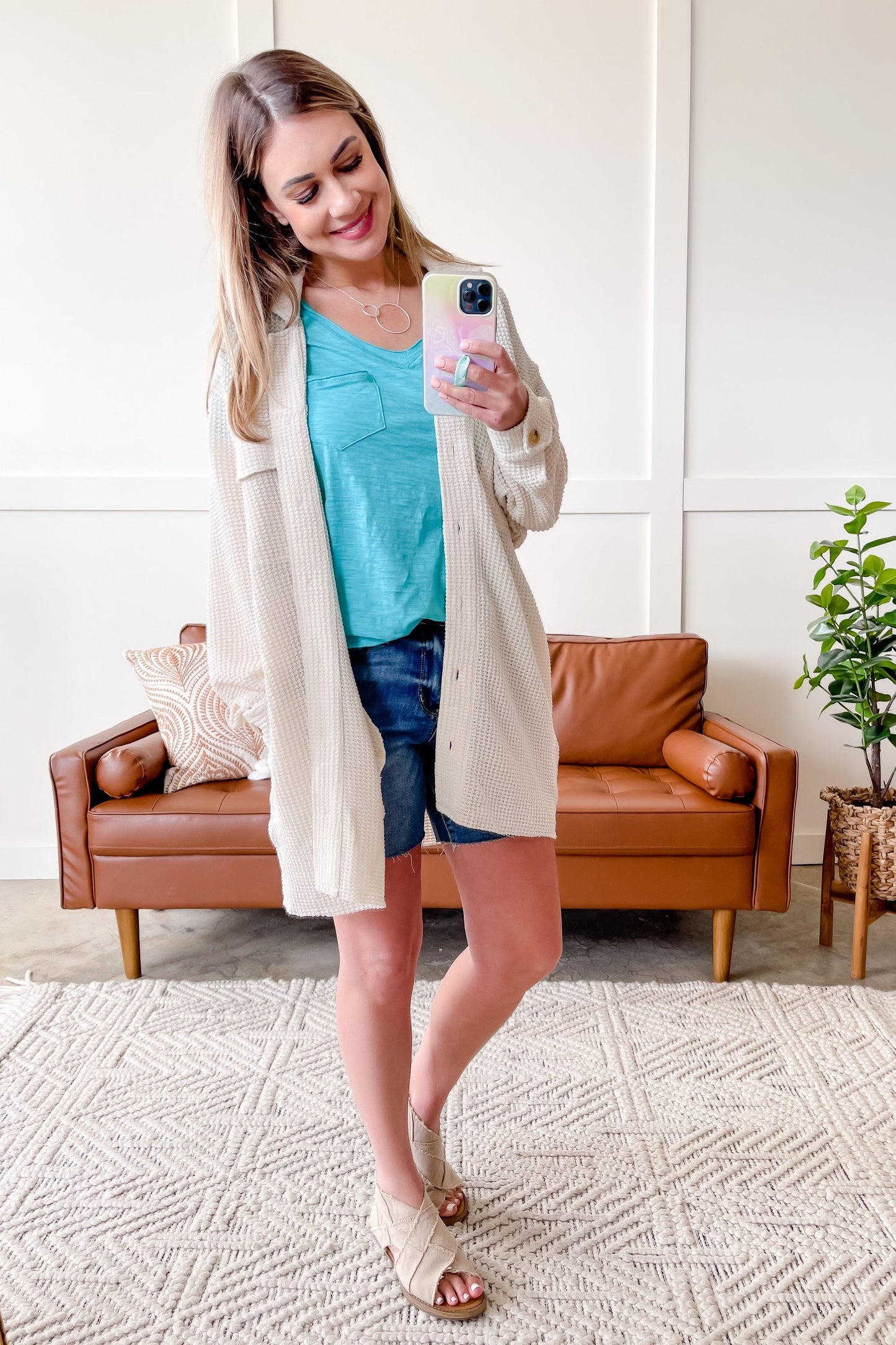 Raw Around The Edges Top in Aqua