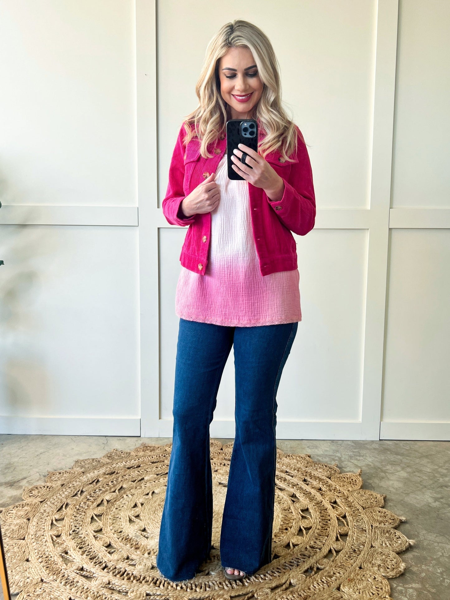 Rock My World Corduroy Jacket In Bright Pink