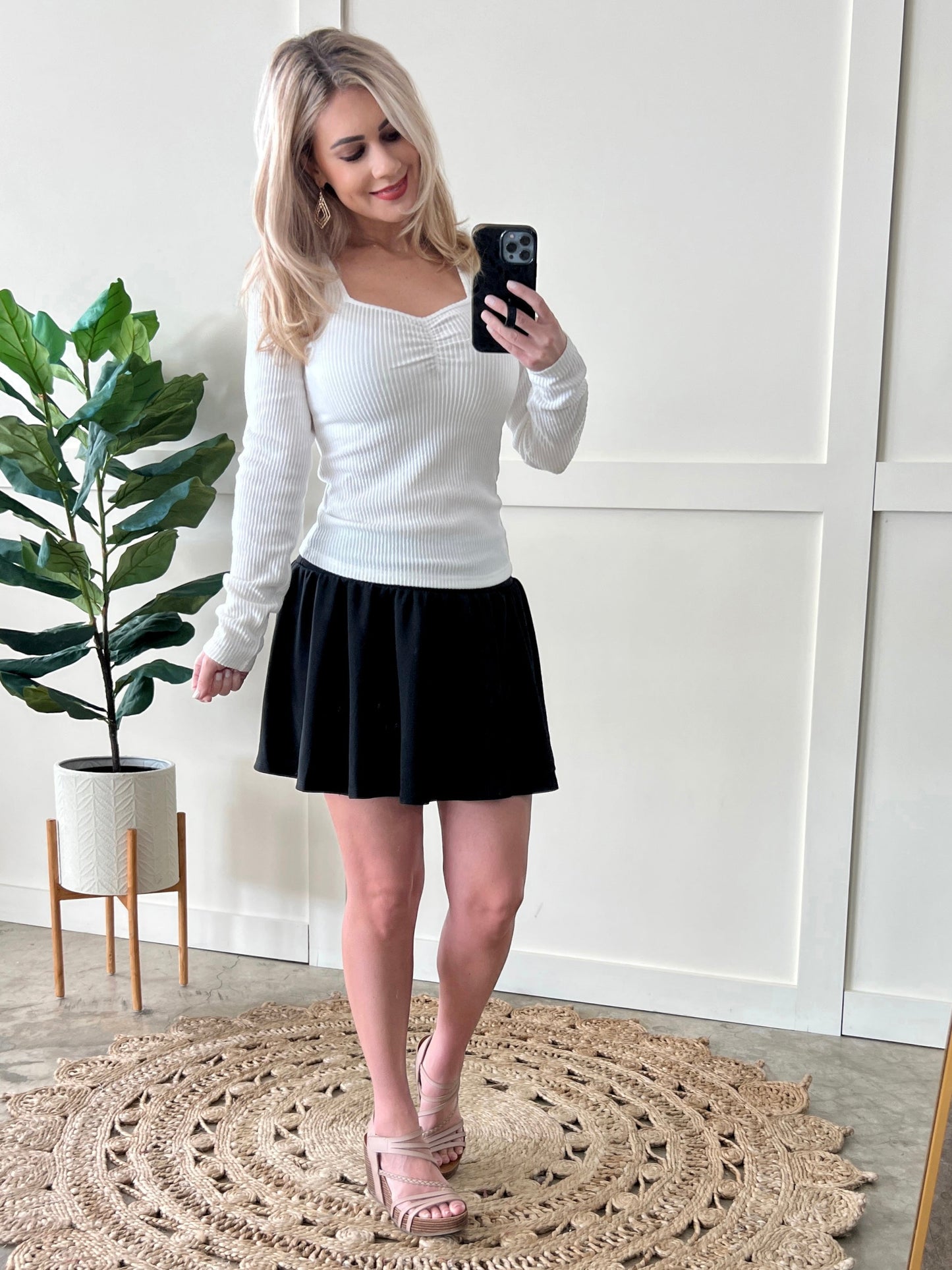 The Perfect Ruched Front Top In True White