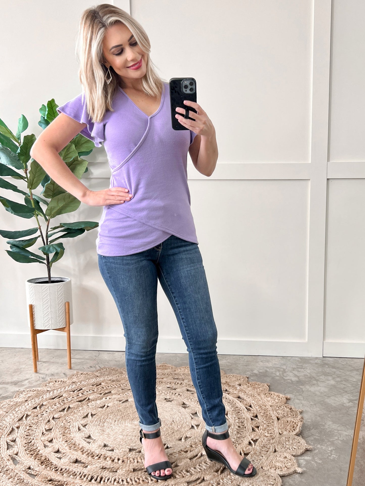 Surplice Front Top In Enchanted Lilac