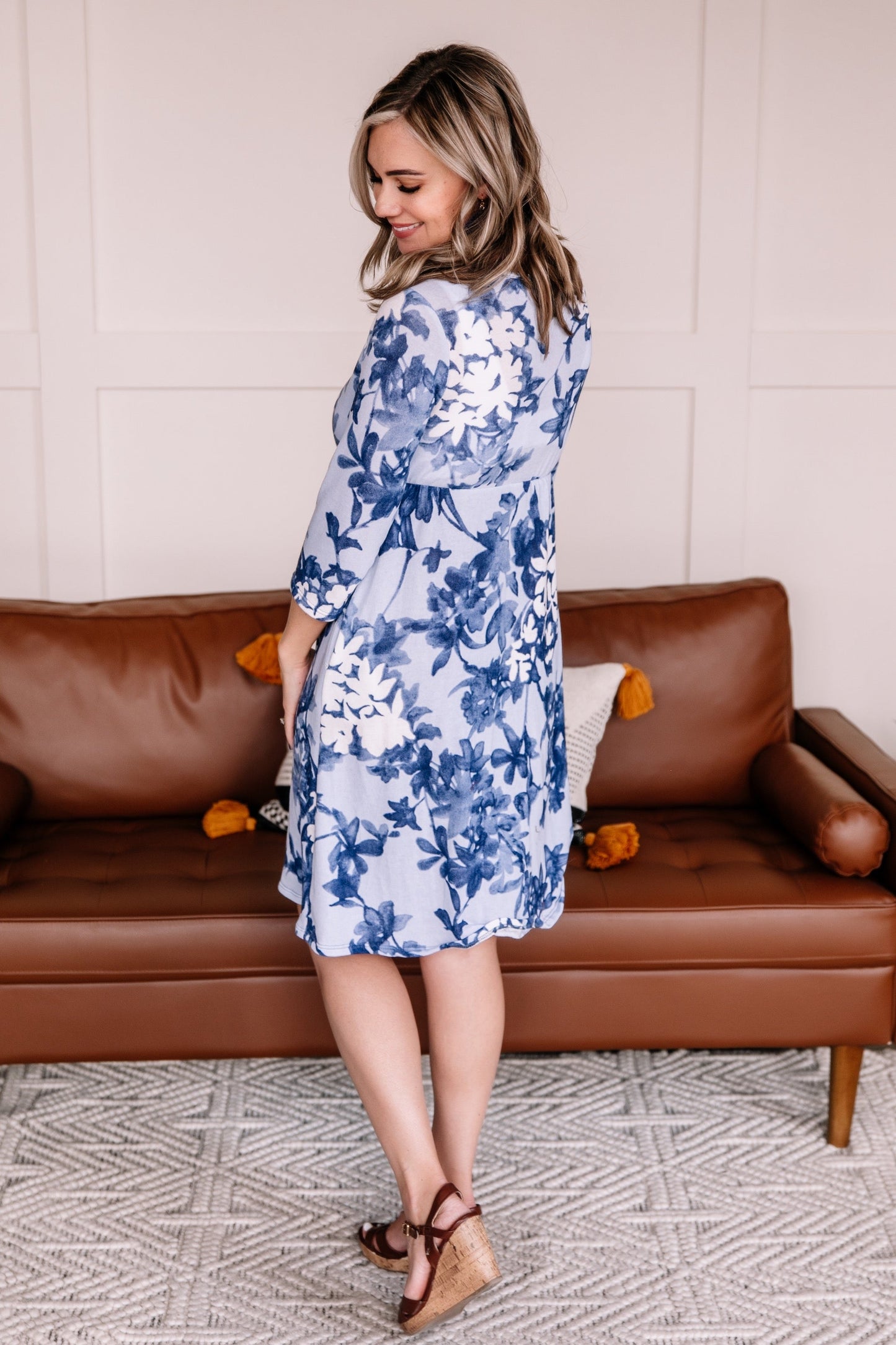 Wrap Me Up Blue Floral Dress