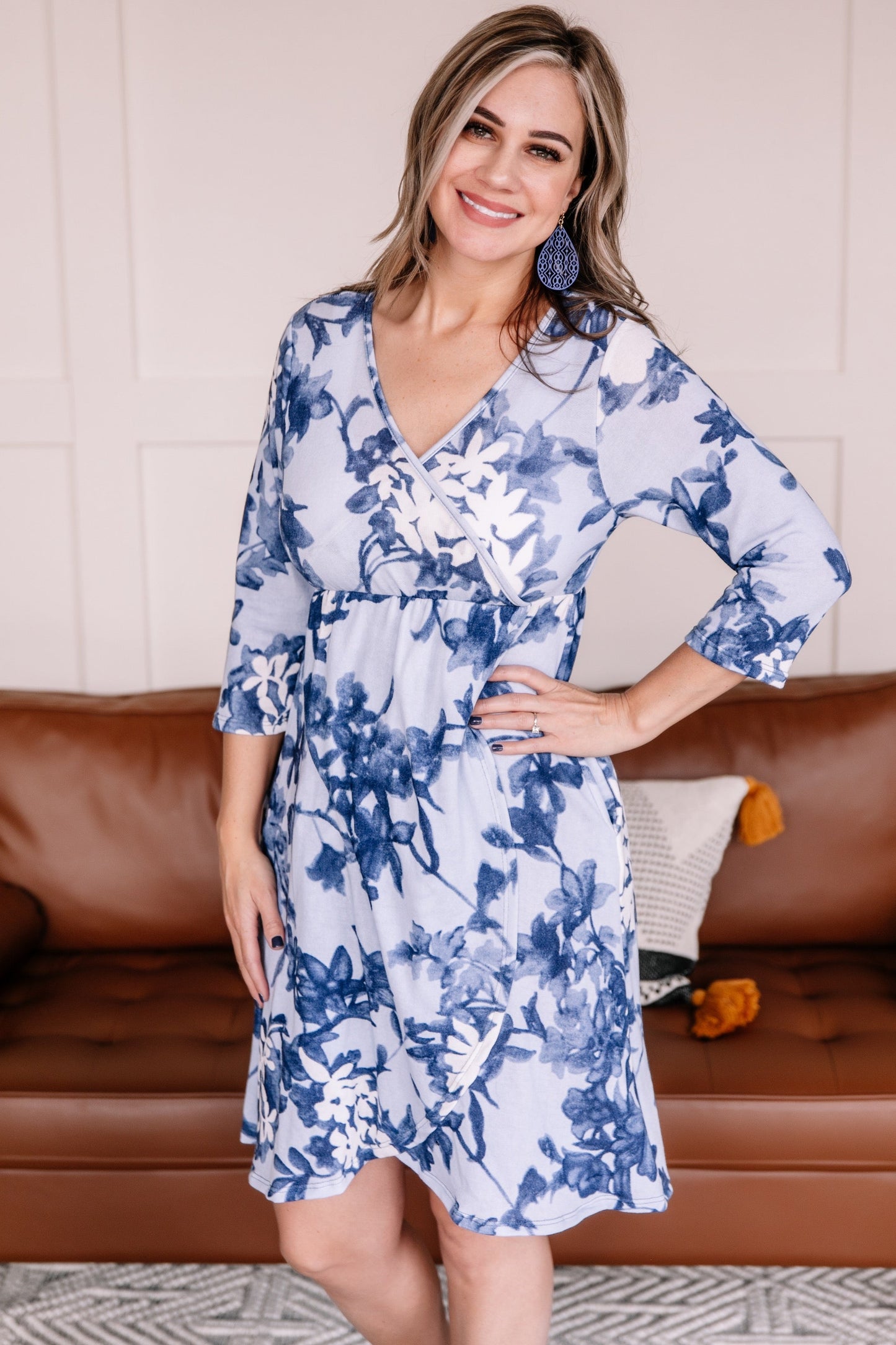 Wrap Me Up Blue Floral Dress