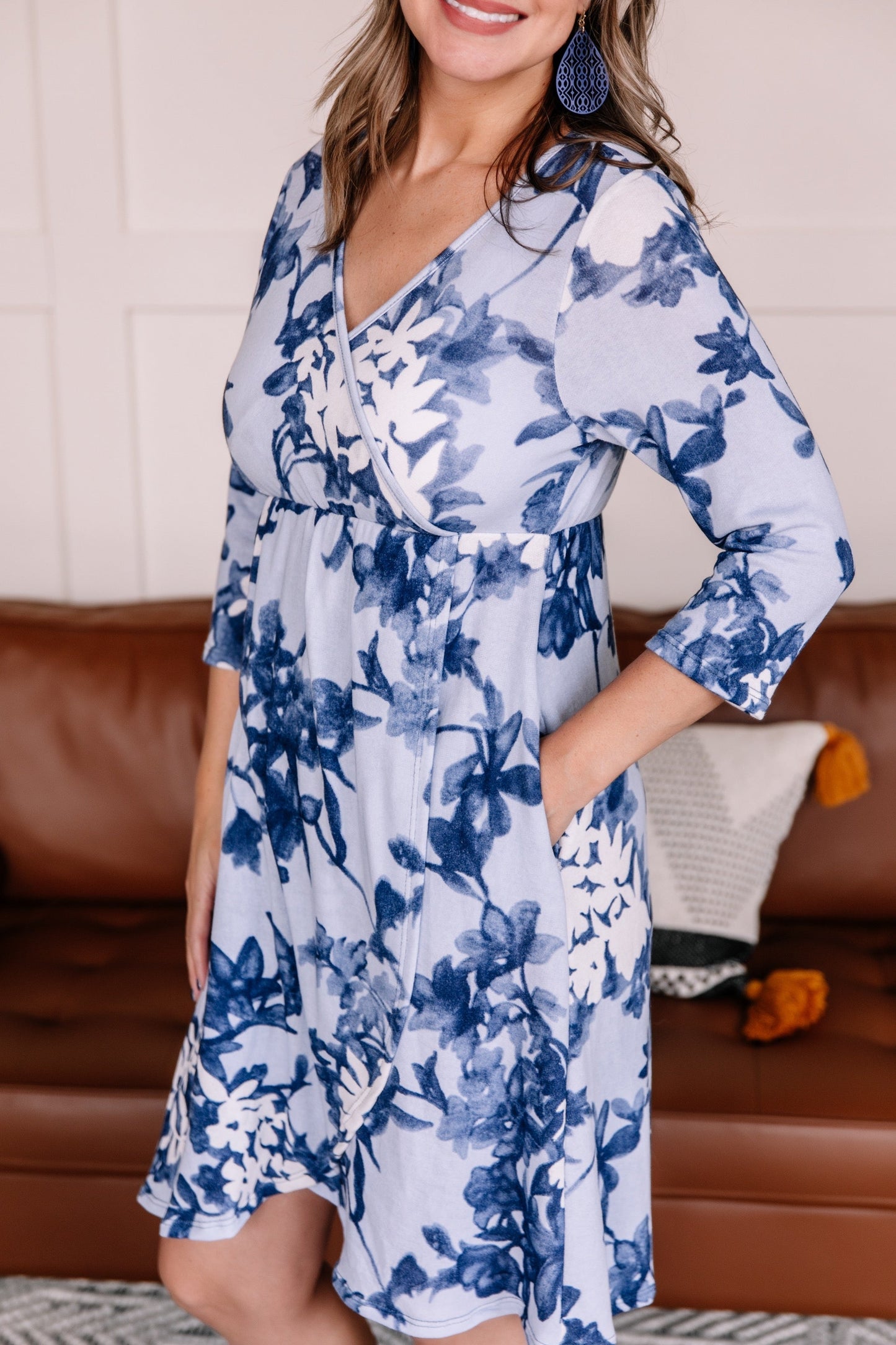 Wrap Me Up Blue Floral Dress