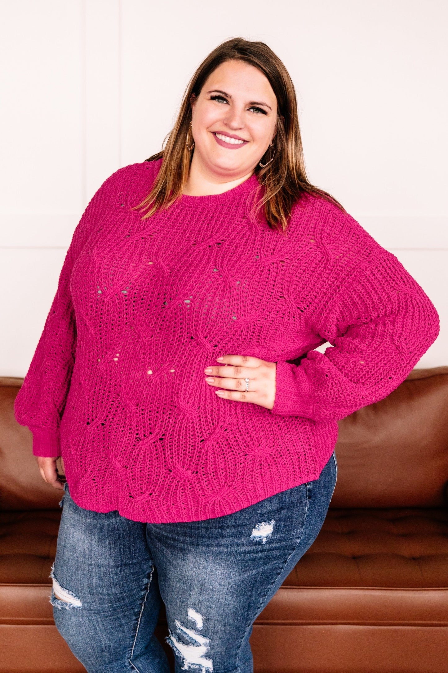 Pretty In Magenta Chenille Sweater